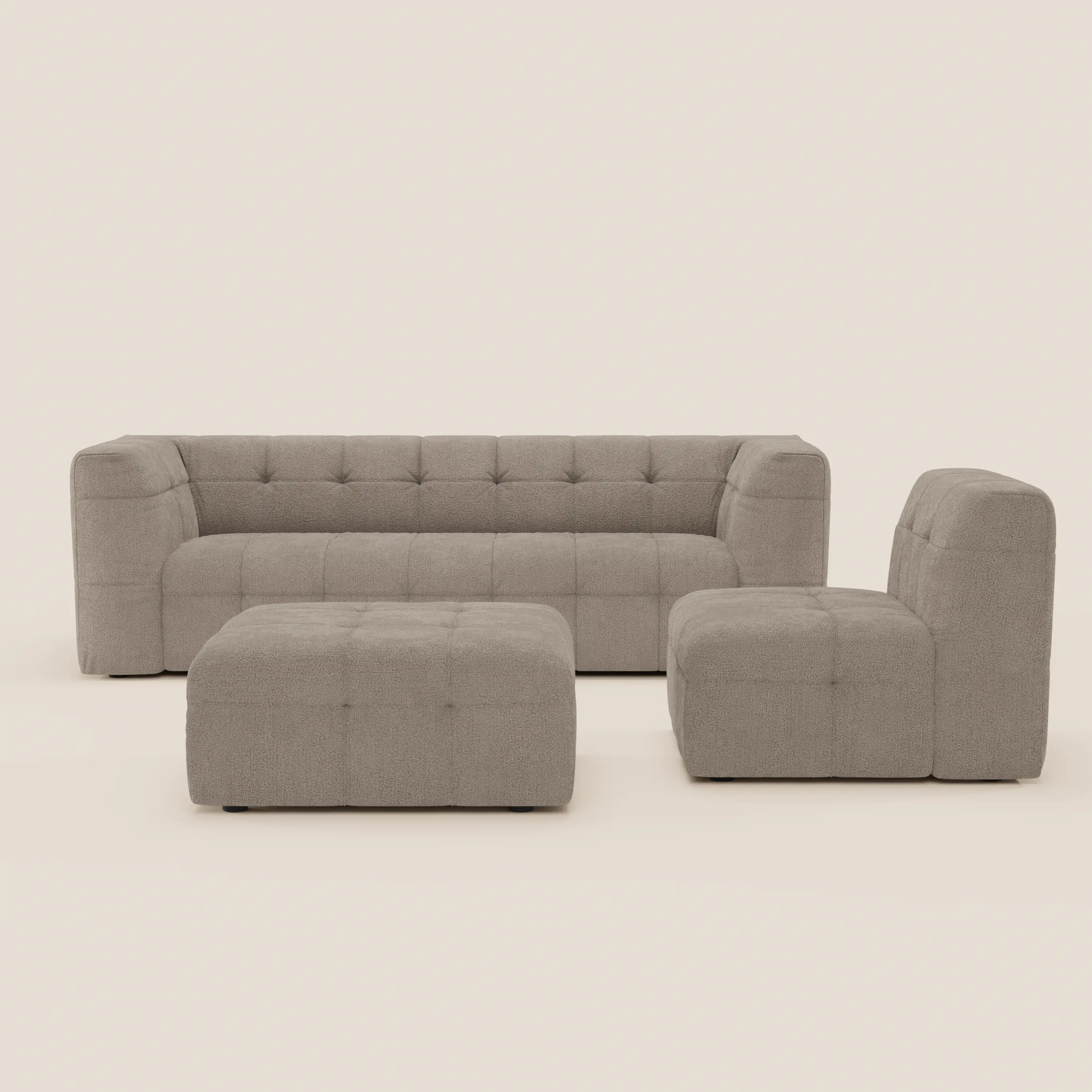Mosaic canapé d'angle modulable en bouclé : capitonné et design en tissu détachable T21 - Image 144