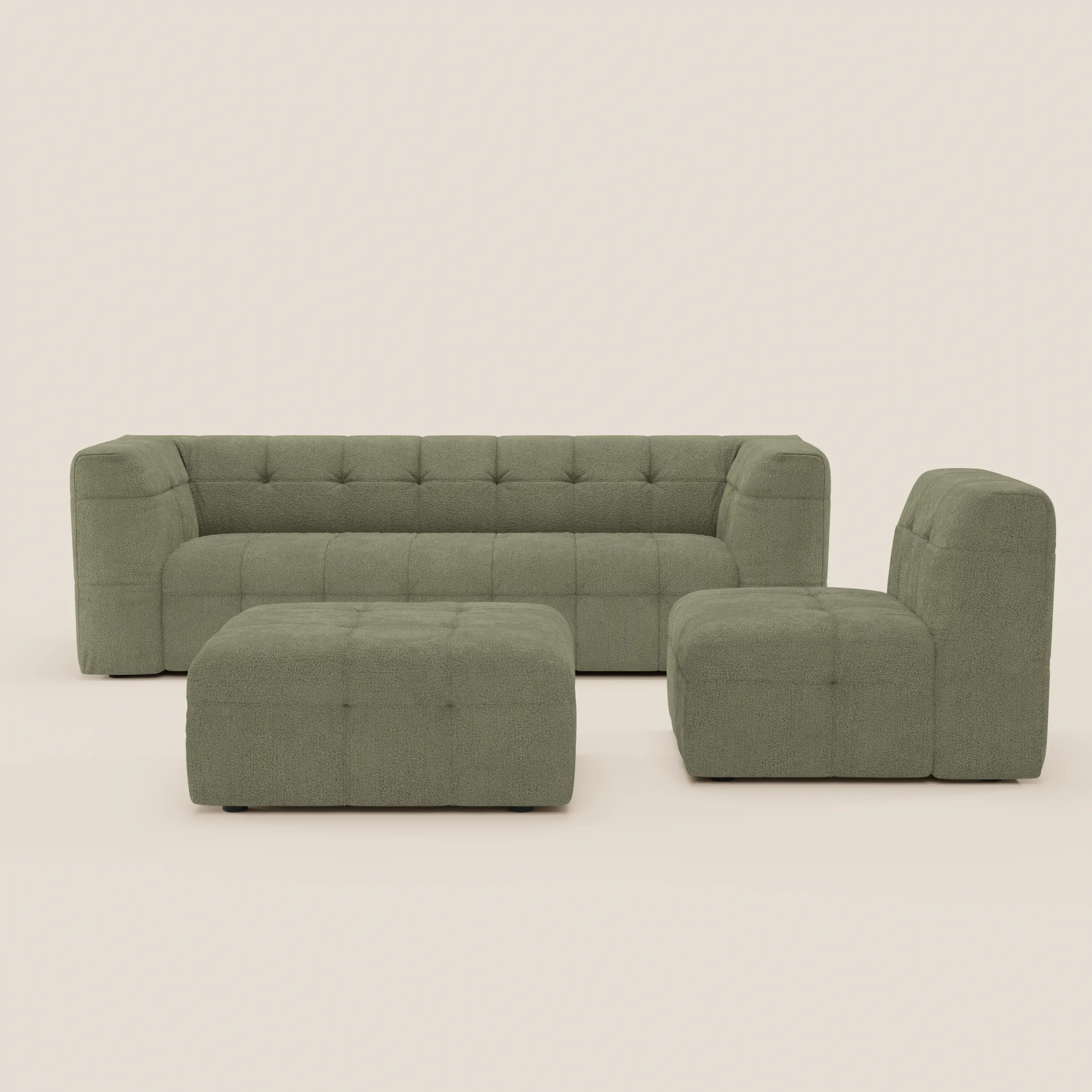 Mosaic canapé d'angle modulable en bouclé : capitonné et design en tissu détachable T21 - Image 155