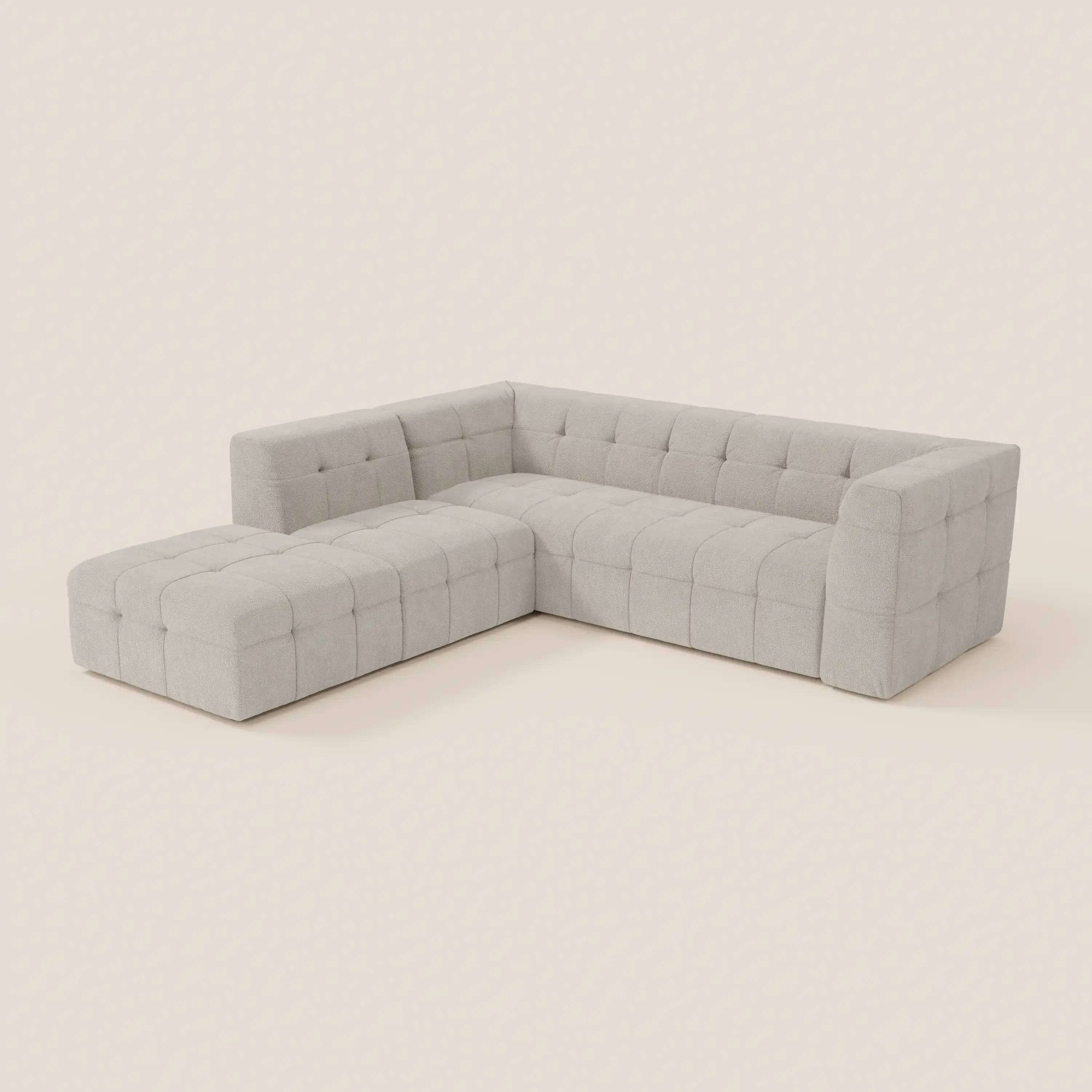 Mosaic canapé d'angle modulable en bouclé : capitonné et design en tissu détachable T21 - Image 19