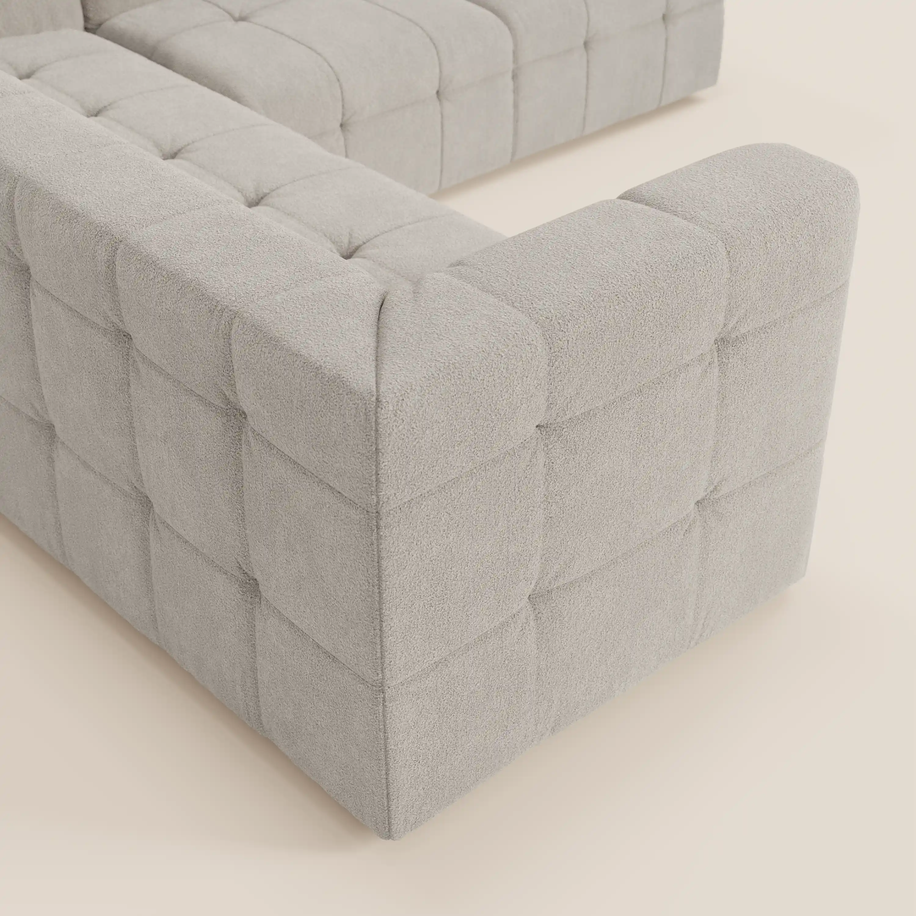 Mosaic canapé d'angle modulable en bouclé : capitonné et design en tissu détachable T21 - Image 21