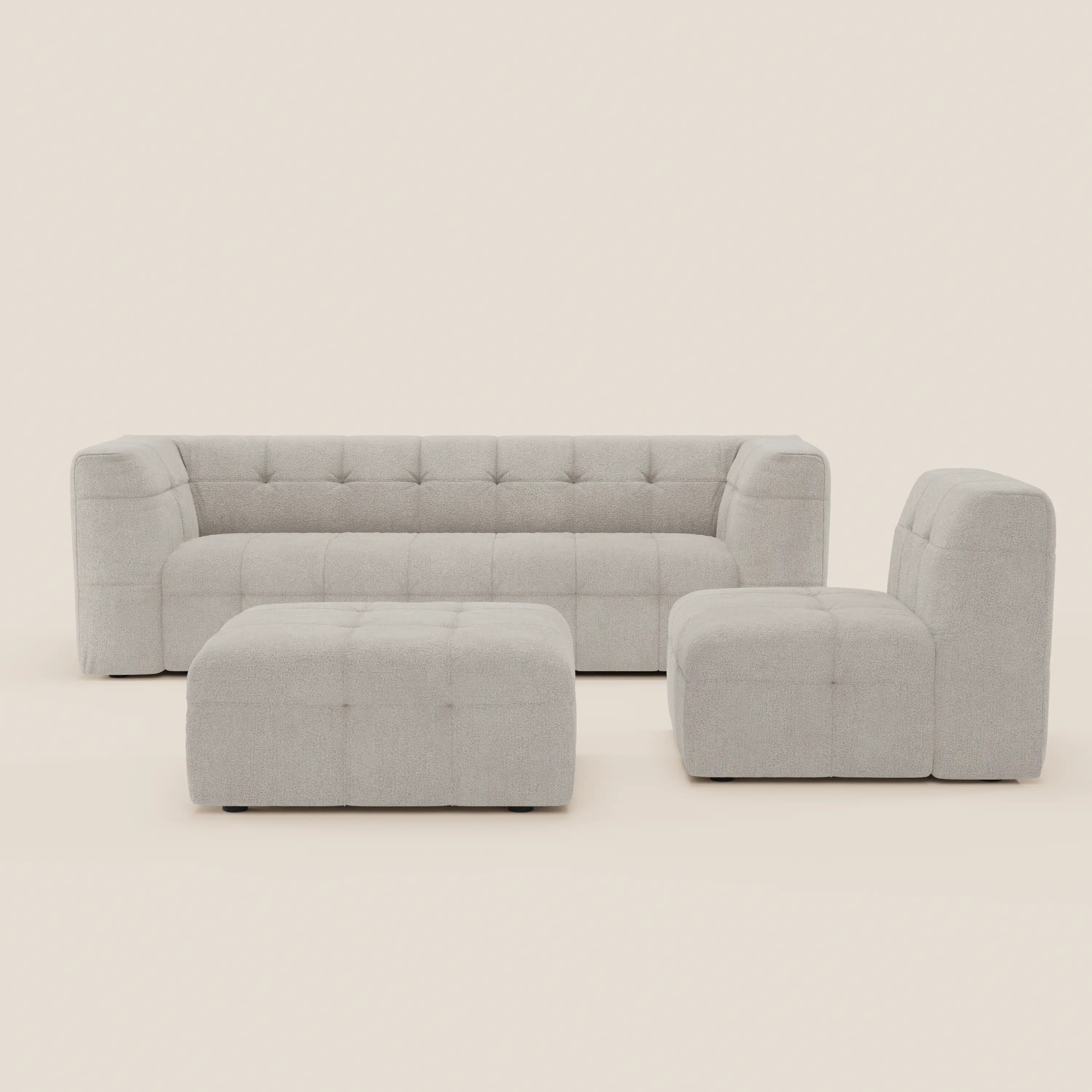 Mosaic canapé d'angle modulable en bouclé : capitonné et design en tissu détachable T21 - Image 23