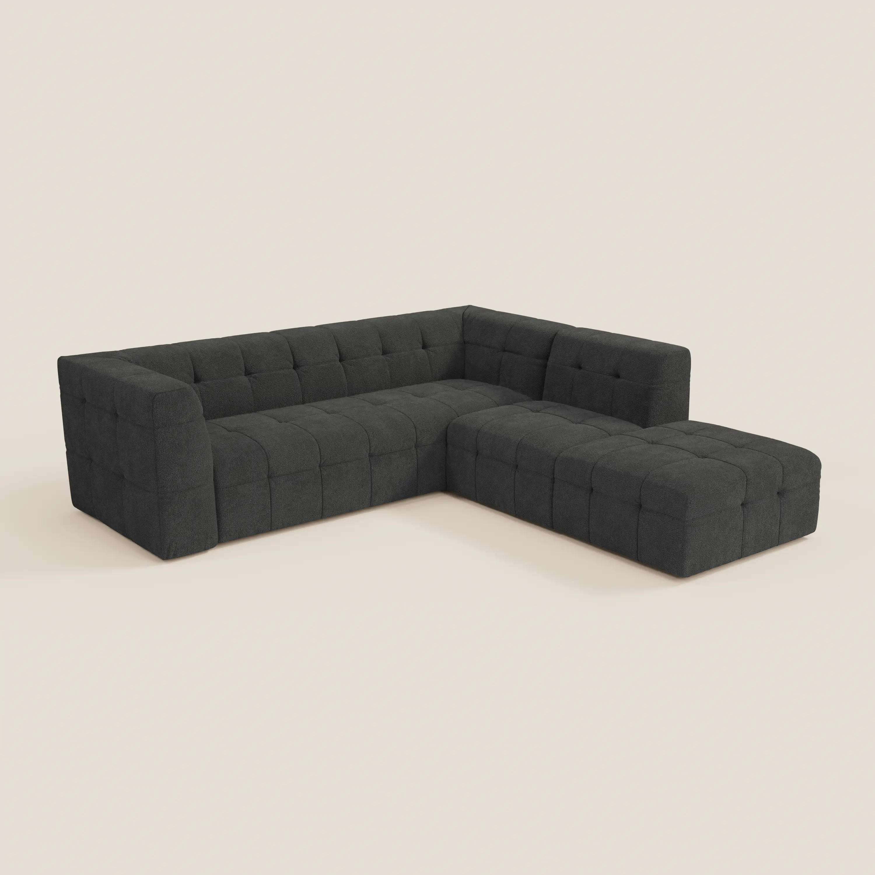 Mosaic canapé d'angle modulable en bouclé : capitonné et design en tissu détachable T21 - Image 27