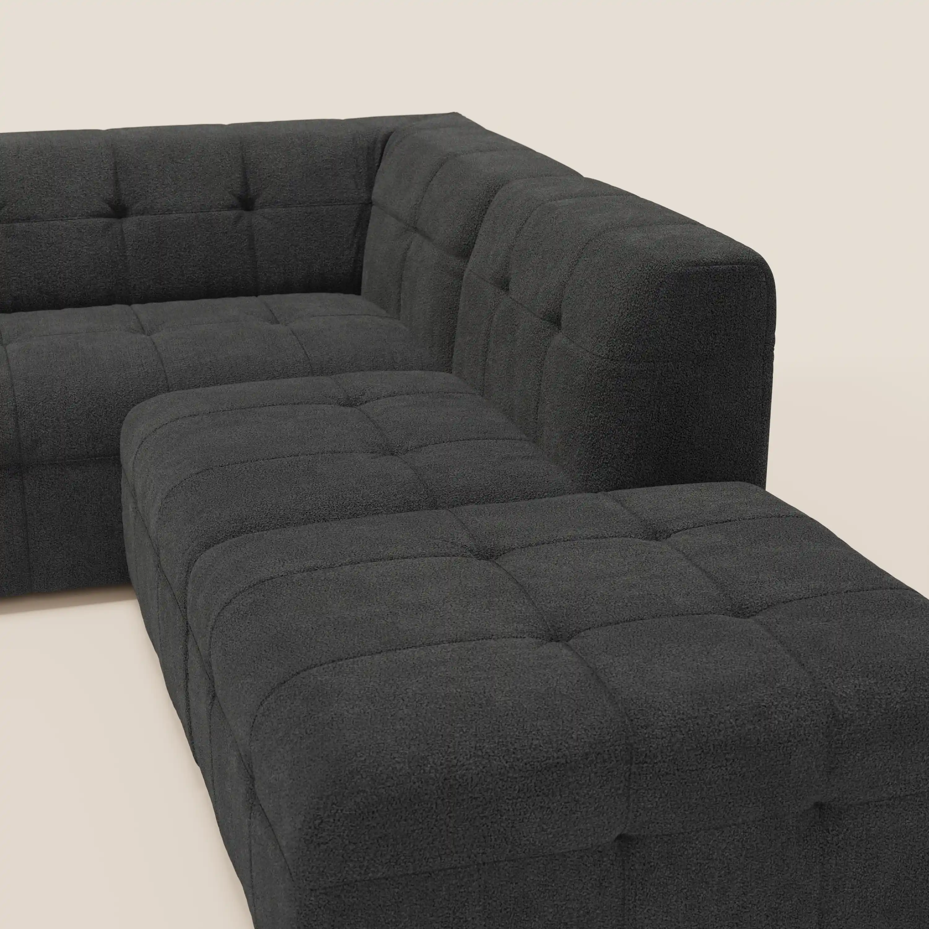 Mosaic canapé d'angle modulable en bouclé : capitonné et design en tissu détachable T21 - Image 29