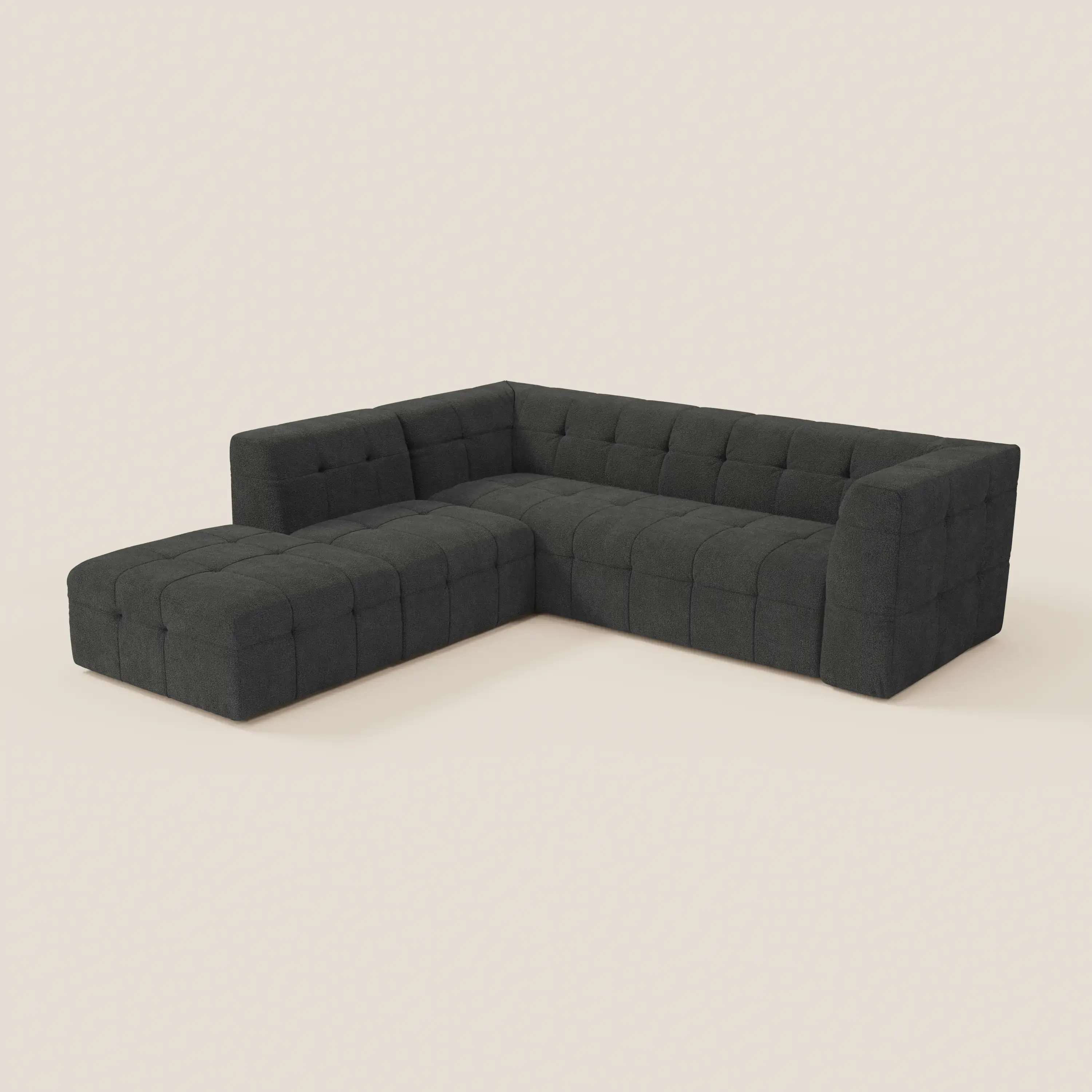 Mosaic canapé d'angle modulable en bouclé : capitonné et design en tissu détachable T21 - Image 30