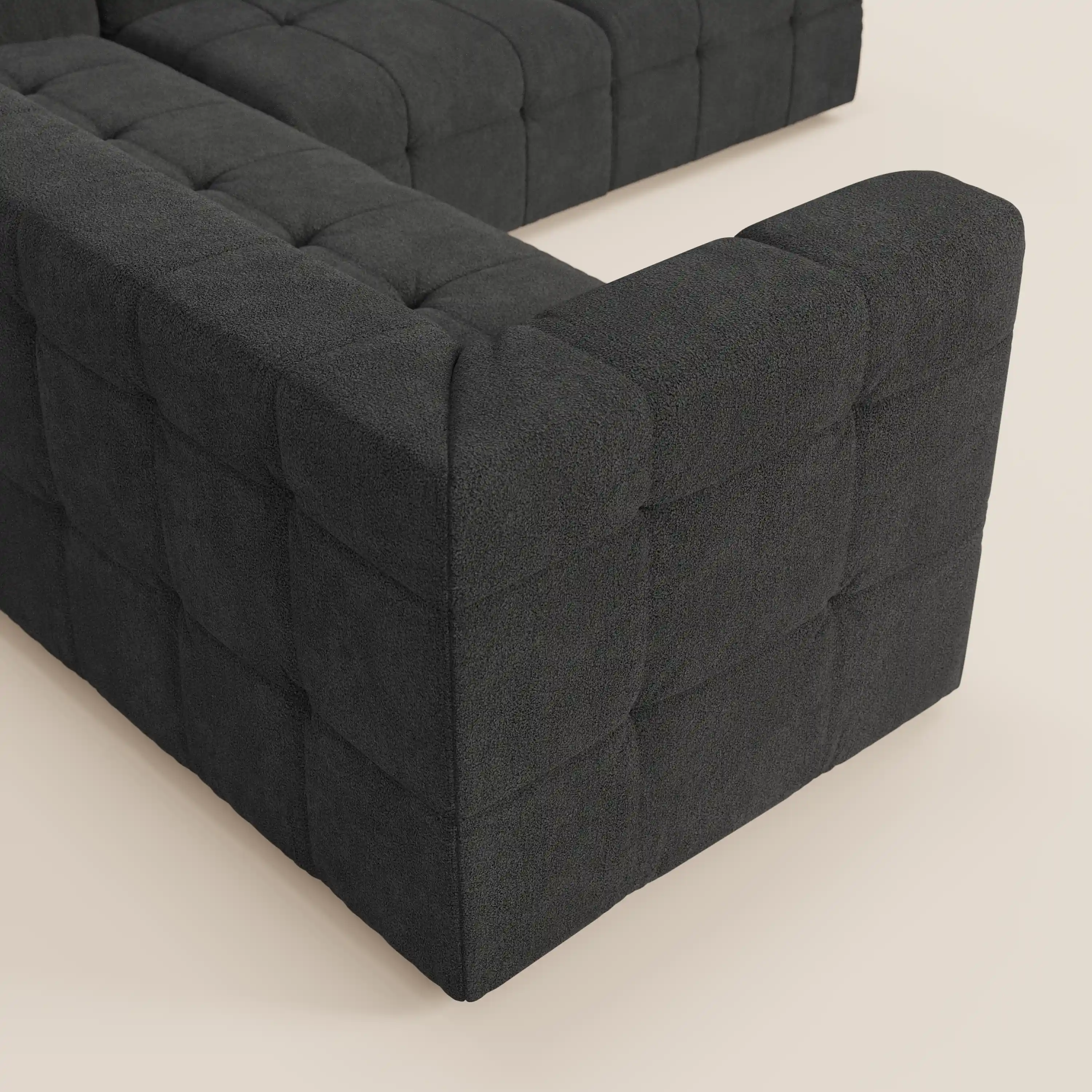 Mosaic canapé d'angle modulable en bouclé : capitonné et design en tissu détachable T21 - Image 32