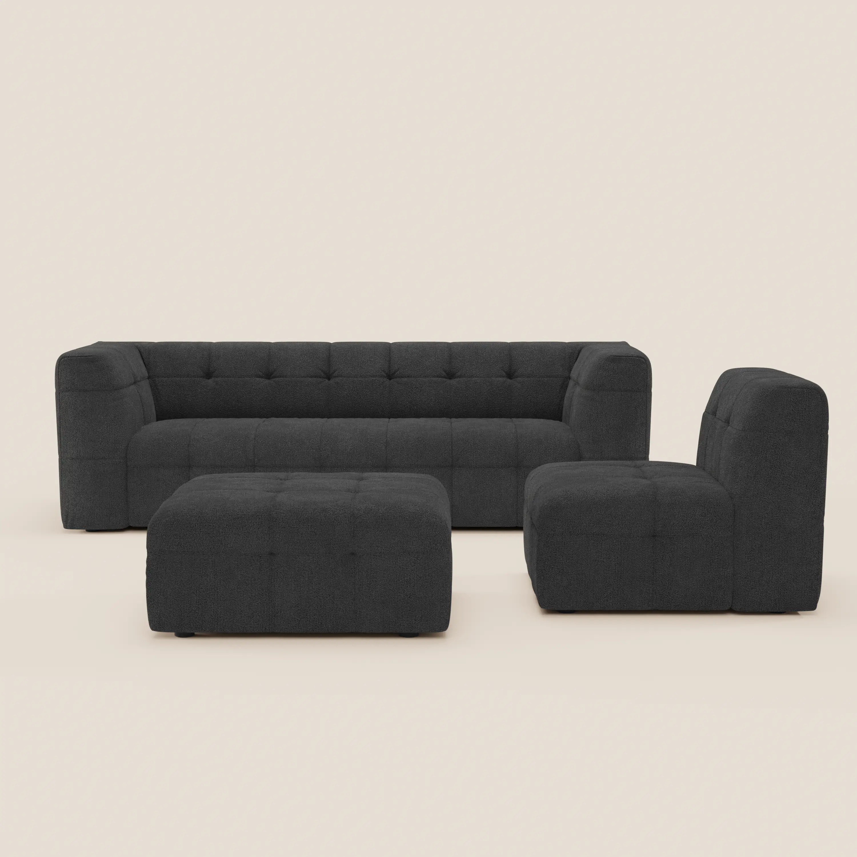 Mosaic canapé d'angle modulable en bouclé : capitonné et design en tissu détachable T21 - Image 34