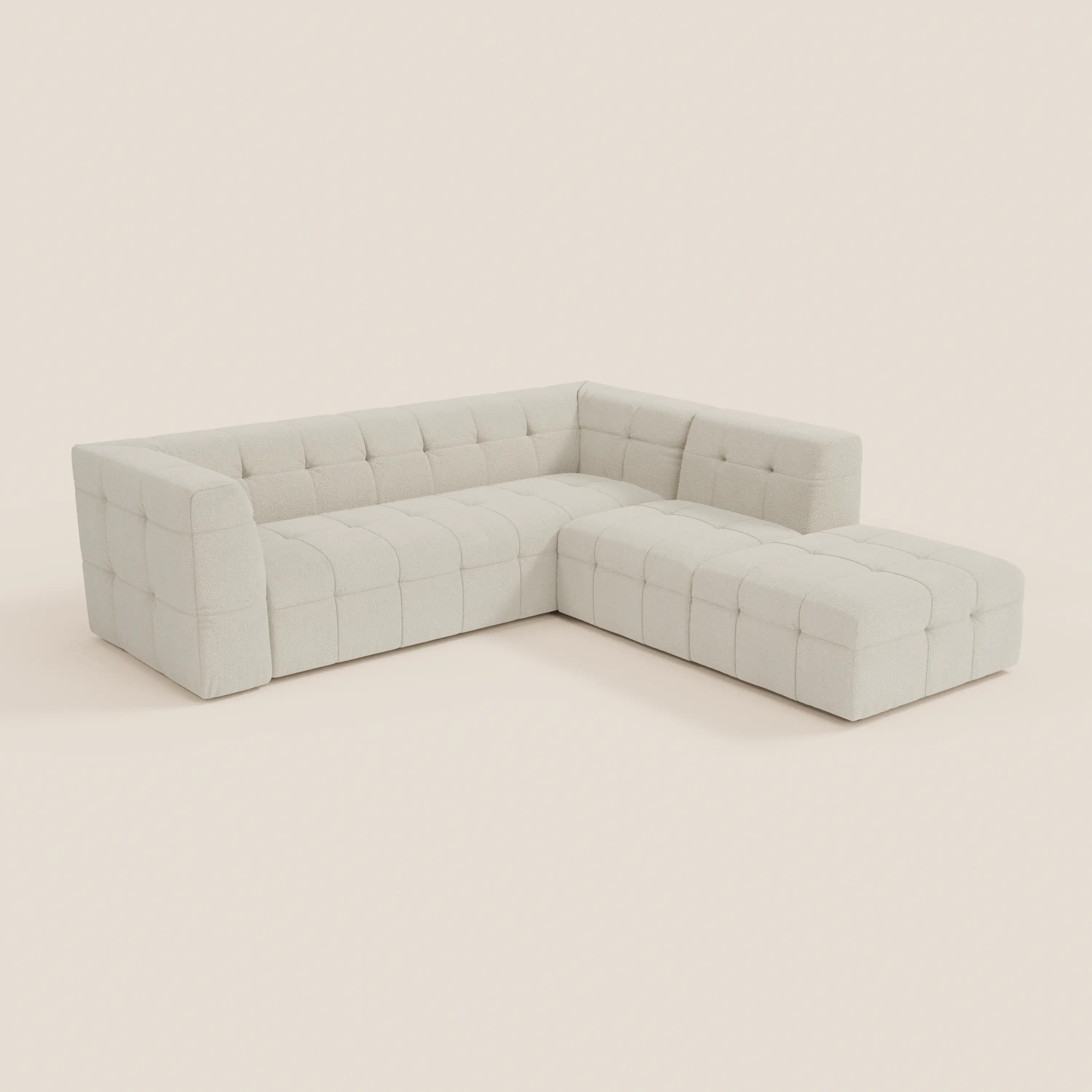Mosaic canapé d'angle modulable en bouclé : capitonné et design en tissu détachable T21 - Image 4