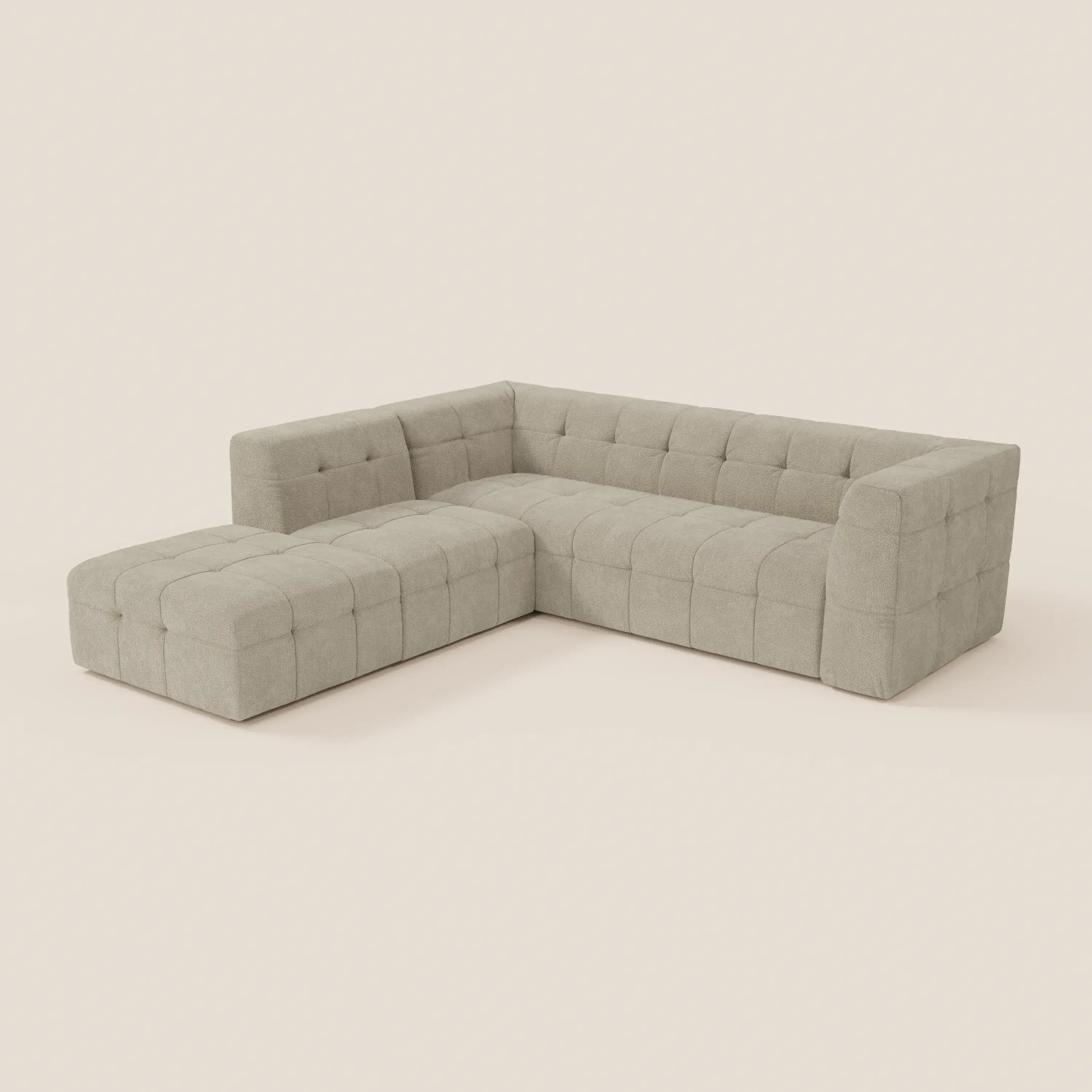 Mosaic canapé d'angle modulable en bouclé : capitonné et design en tissu détachable T21 - Image 52