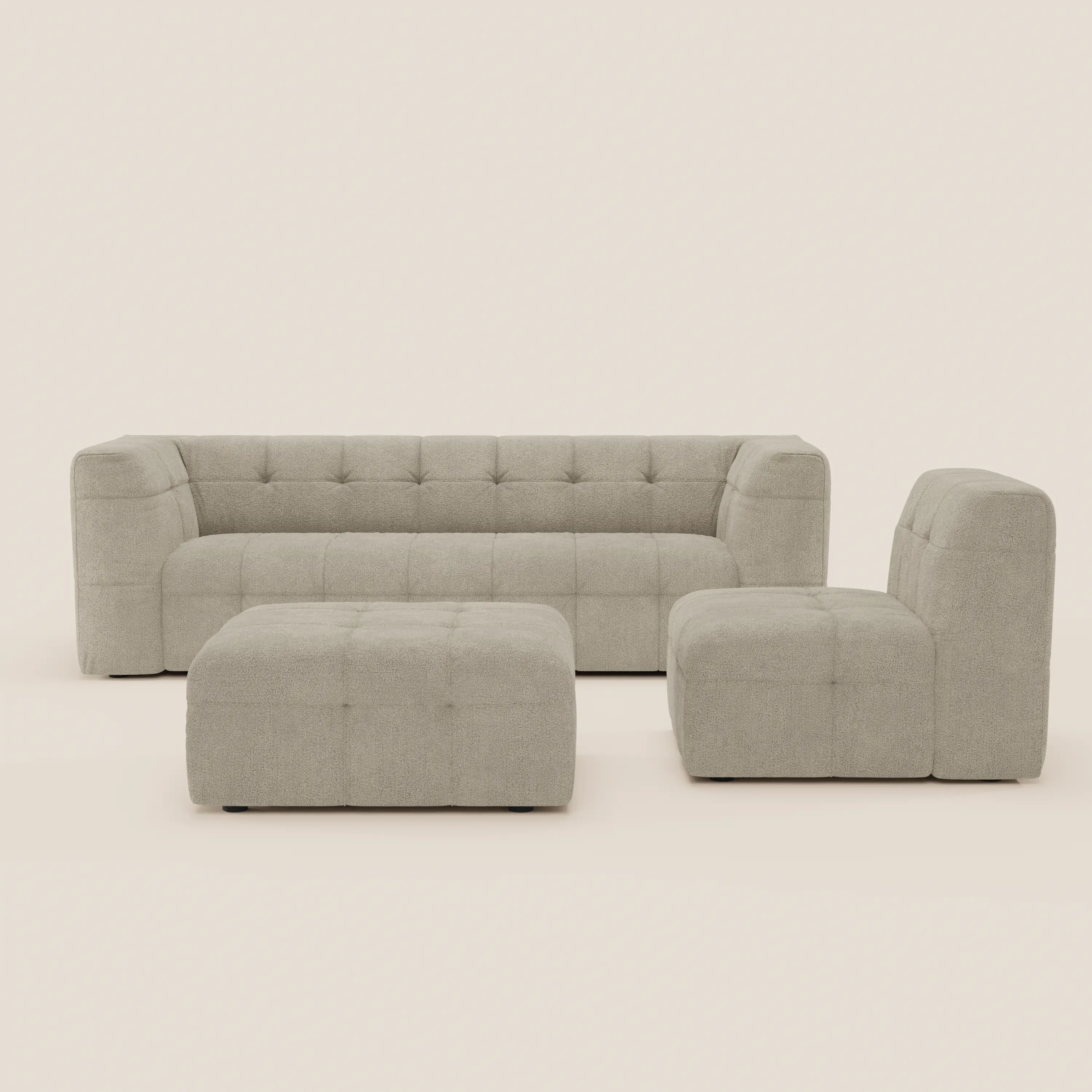 Mosaic canapé d'angle modulable en bouclé : capitonné et design en tissu détachable T21 - Image 56
