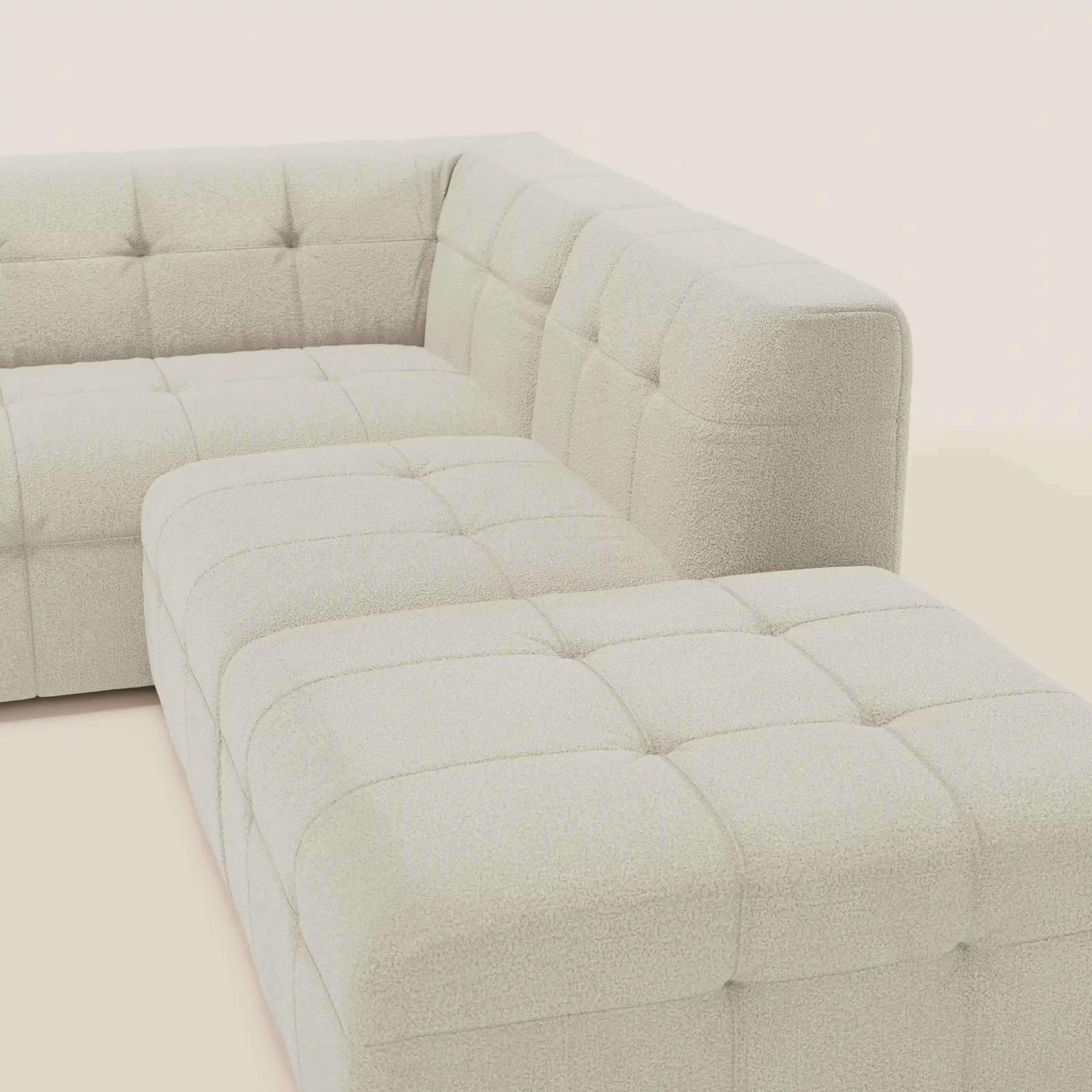 Mosaic canapé d'angle modulable en bouclé : capitonné et design en tissu détachable T21 - Image 6