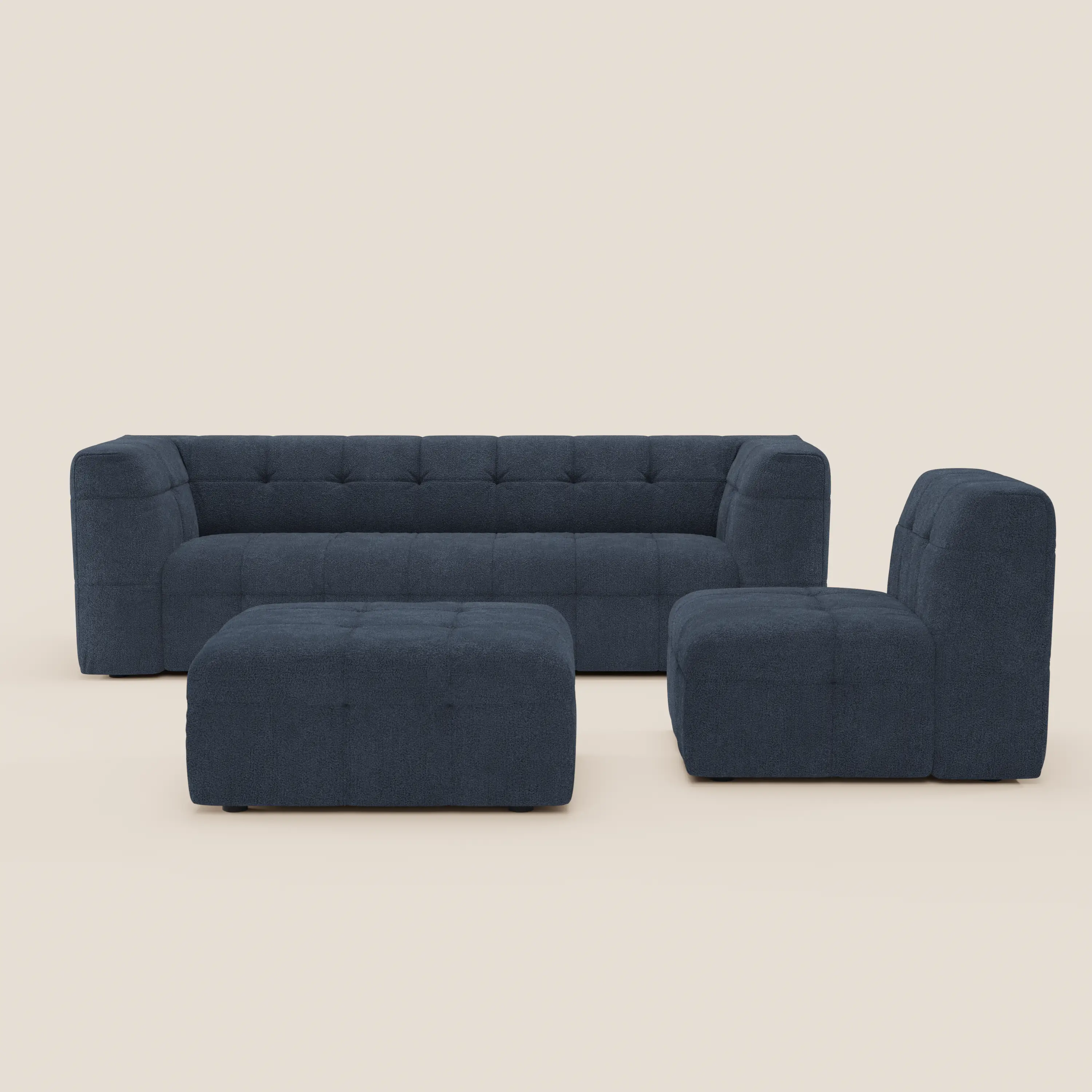 Mosaic canapé d'angle modulable en bouclé : capitonné et design en tissu détachable T21 - Image 67