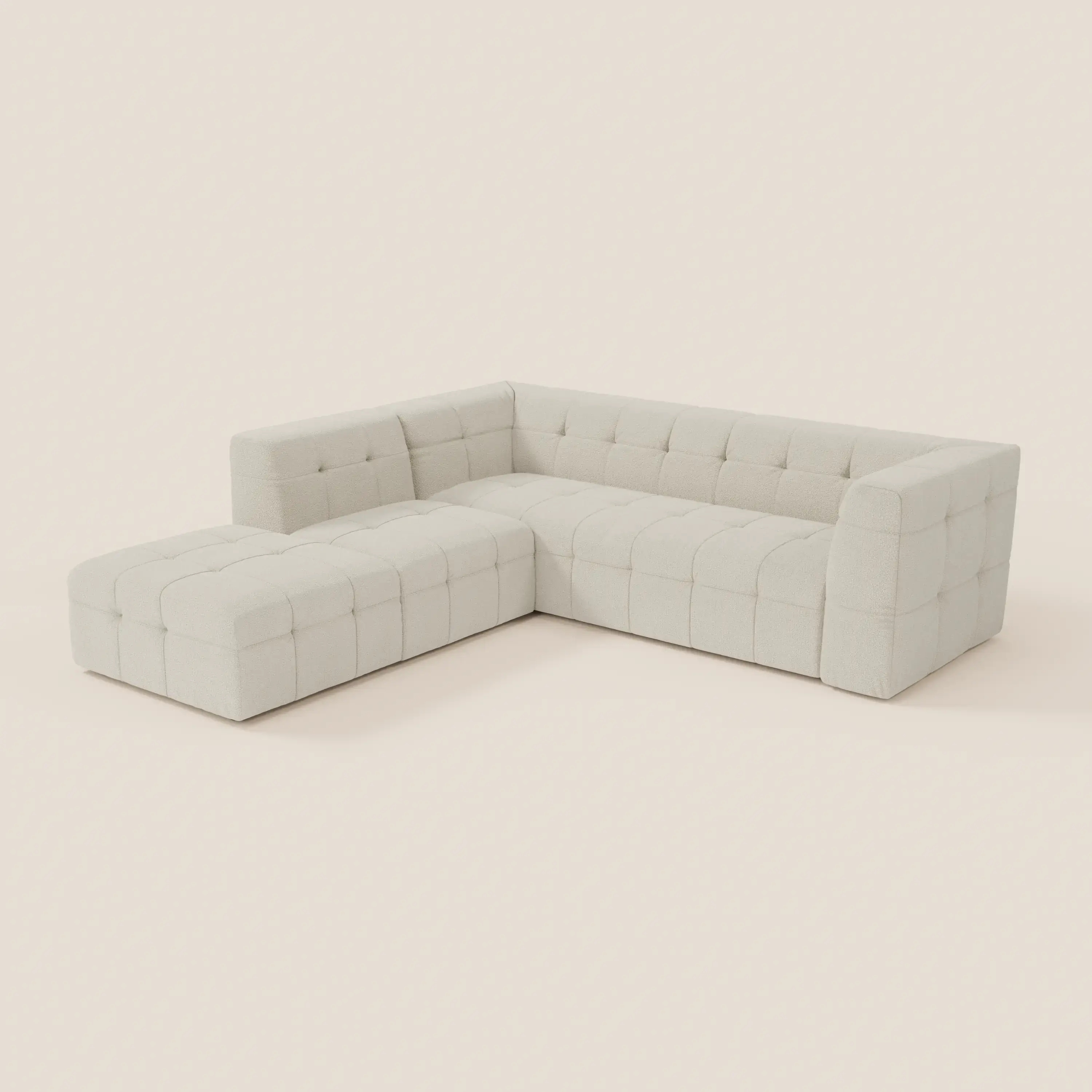 Mosaic canapé d'angle modulable en bouclé : capitonné et design en tissu détachable T21 - Image 7