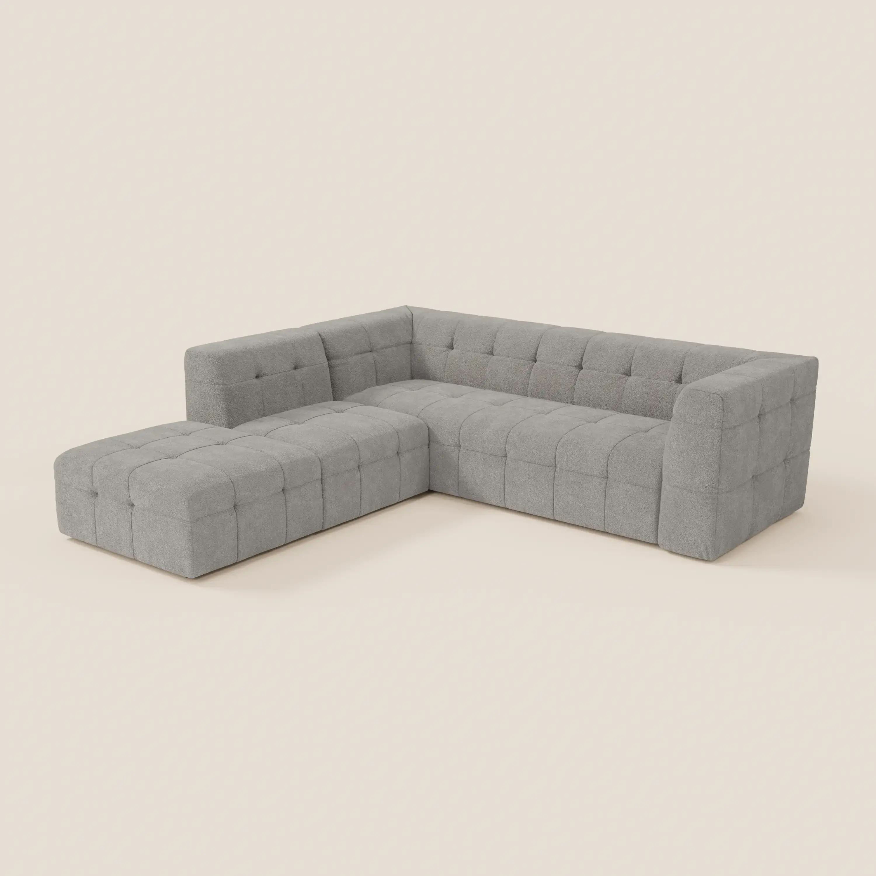 Mosaic canapé d'angle modulable en bouclé : capitonné et design en tissu détachable T21 - Image 74