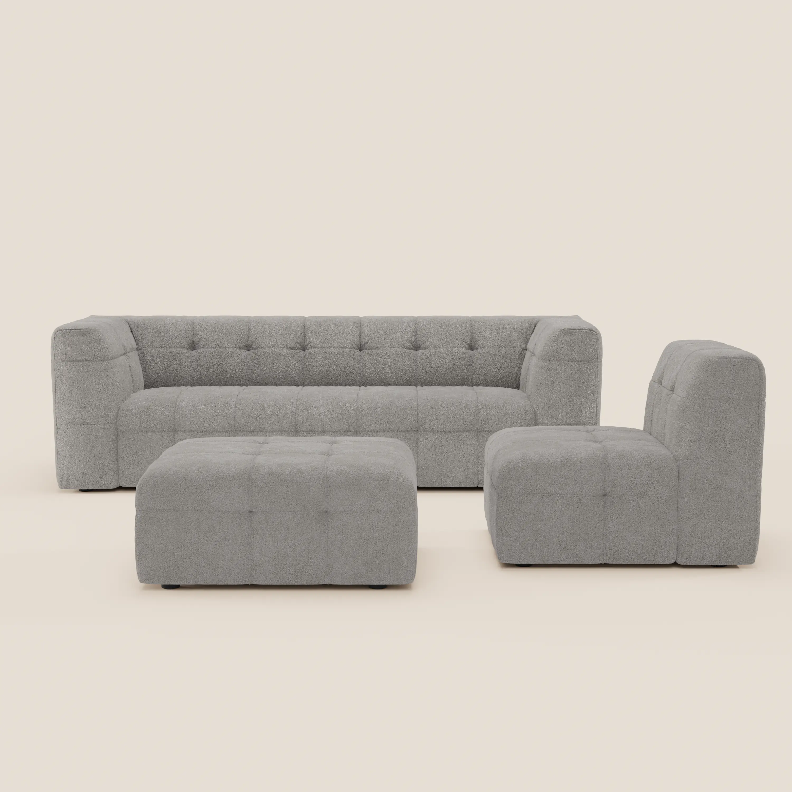 Mosaic canapé d'angle modulable en bouclé : capitonné et design en tissu détachable T21 - Image 78