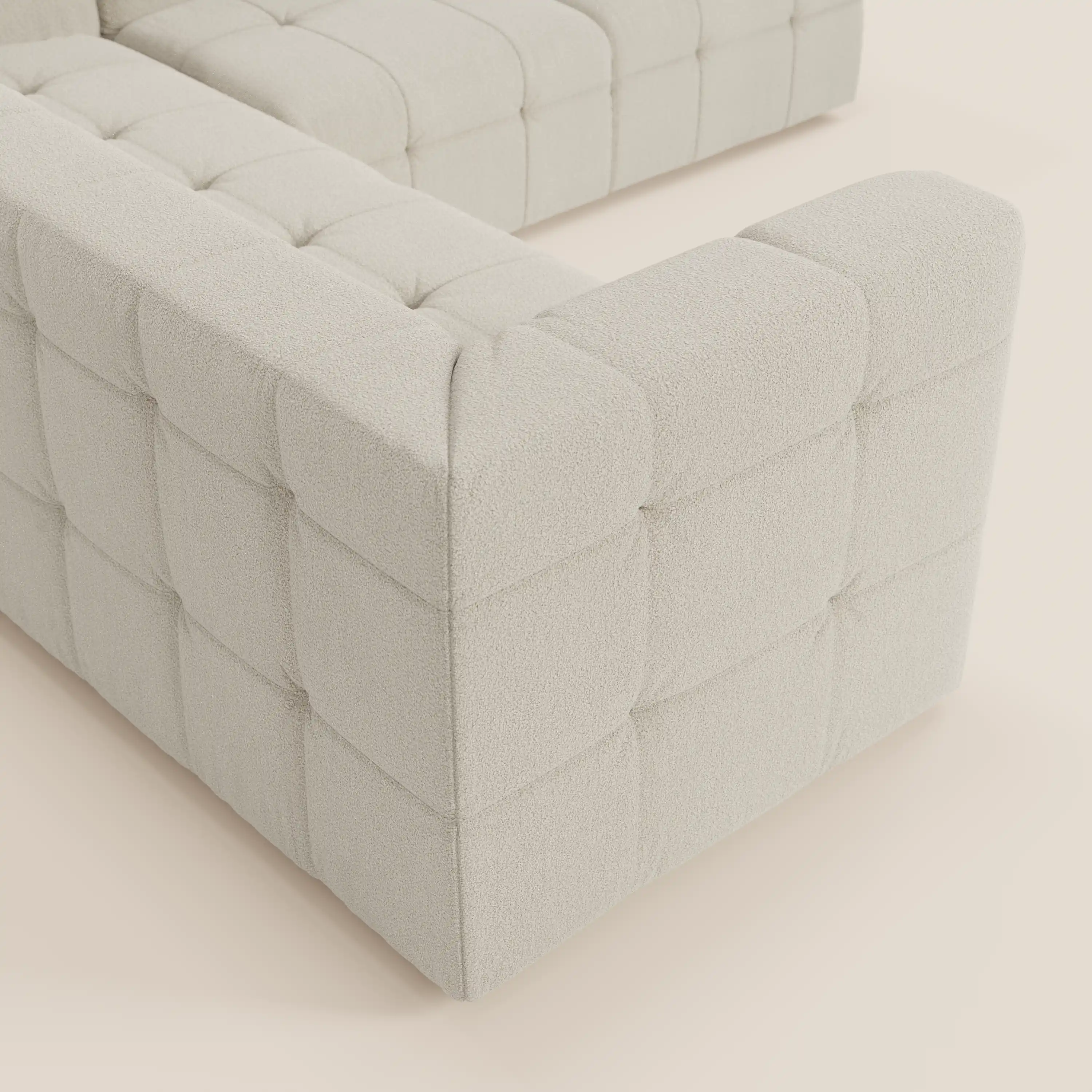 Mosaic canapé d'angle modulable en bouclé : capitonné et design en tissu détachable T21 - Image 9