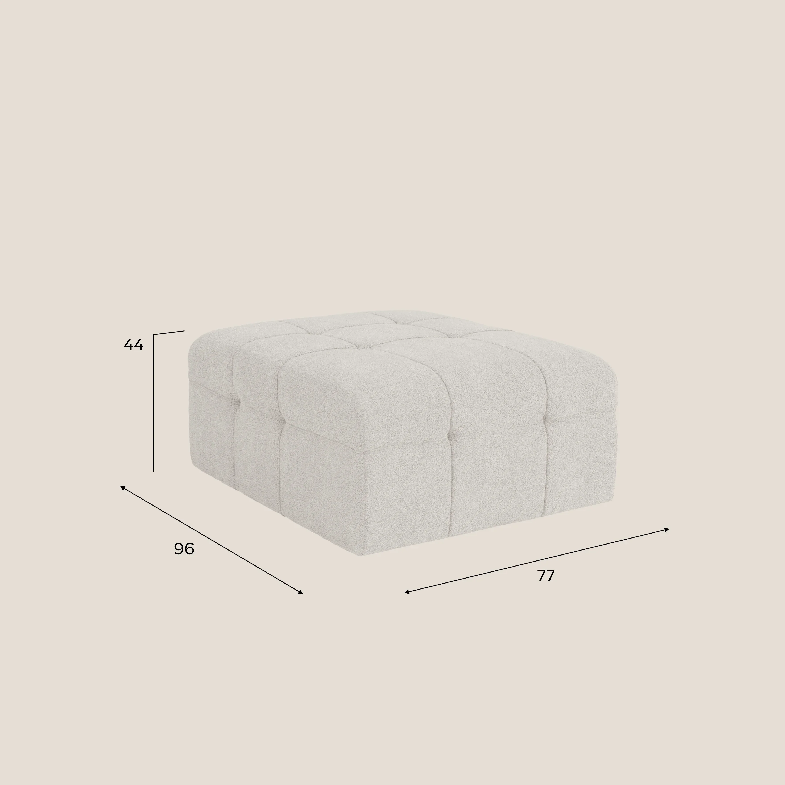 Mosaic Pouf et module en bouclé - 96 x 77 cm, design capitonné en tissu détachable T21 - Image 20