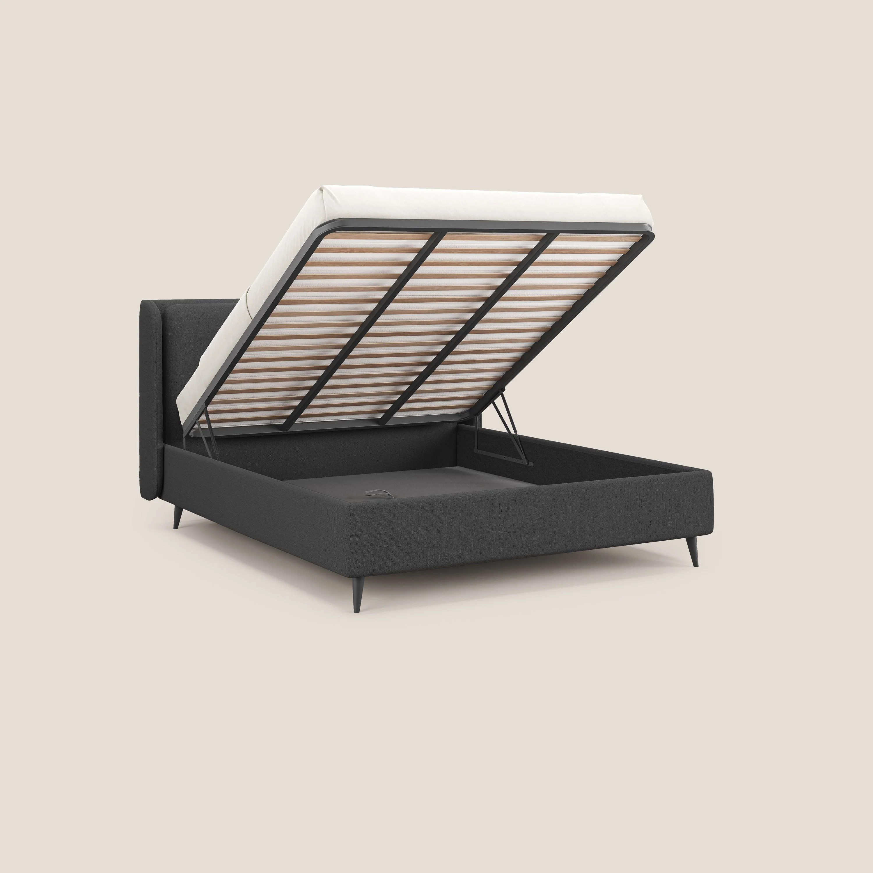Nadine lit coffre de design et confort italien en tissu imperméable T19 anthracite - Image 2