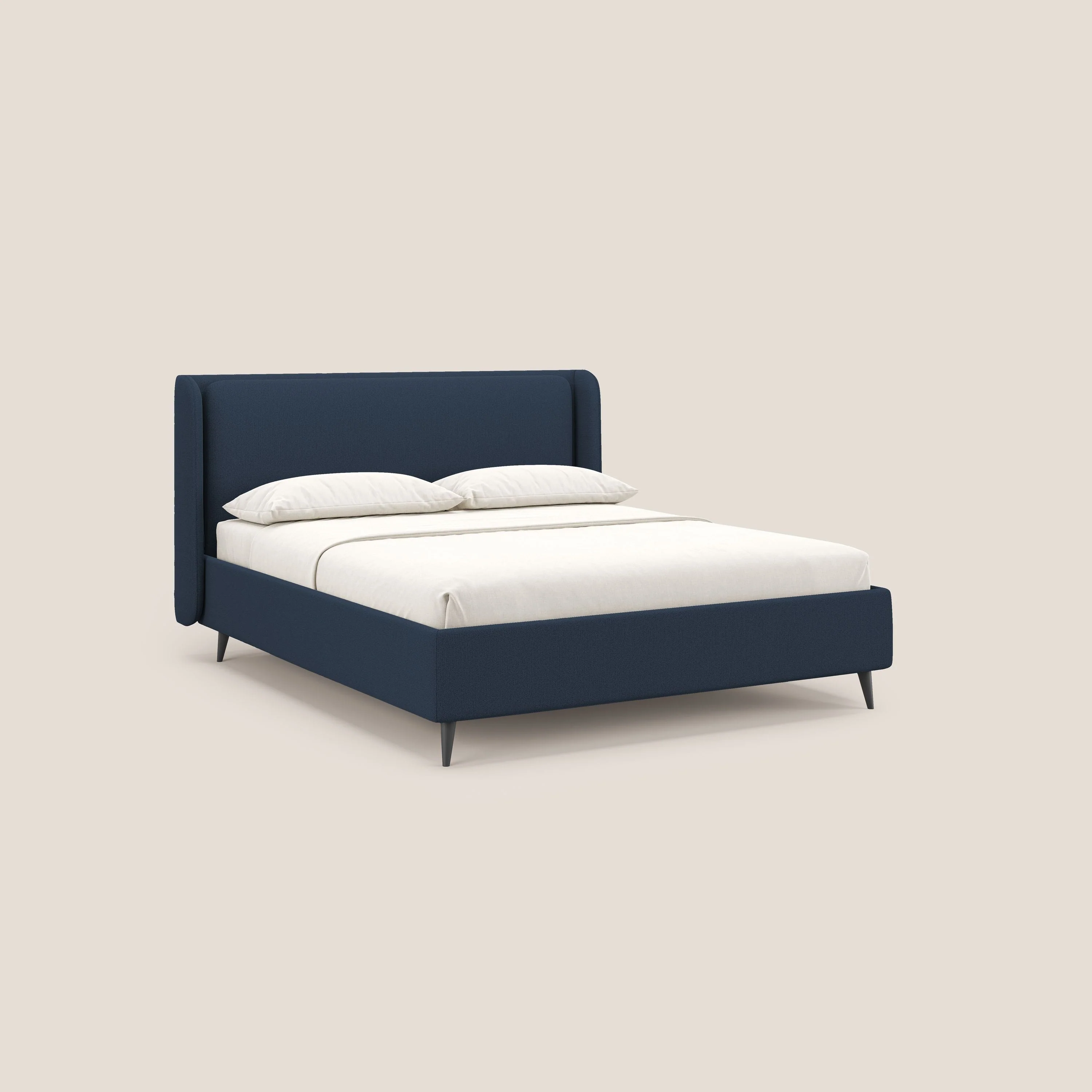 Nadine lit coffre de design et confort italien en tissu imperméable T19 bleu