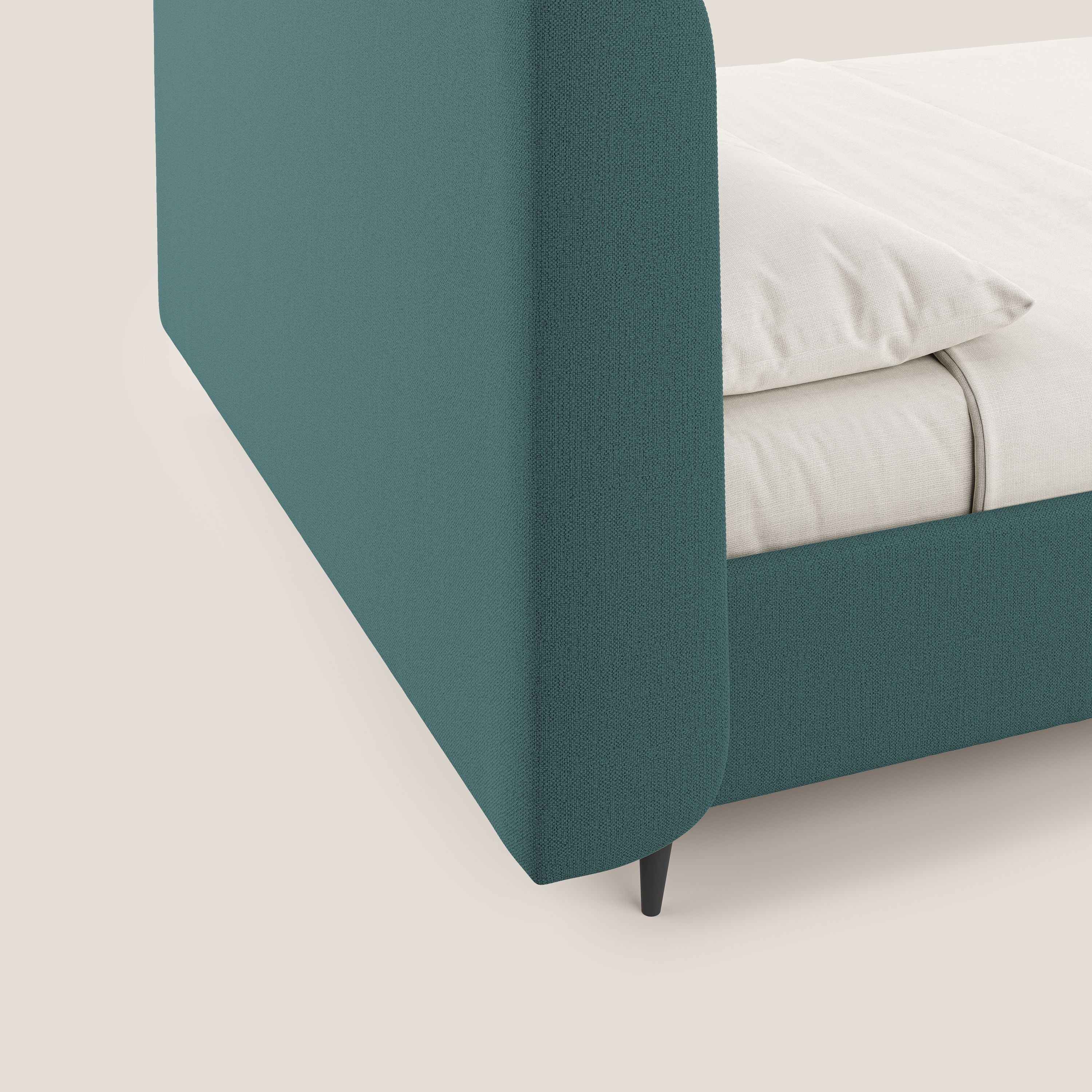 Nadine lit coffre de design et confort italien en tissu imperméable T19 bleu canard - Image 7