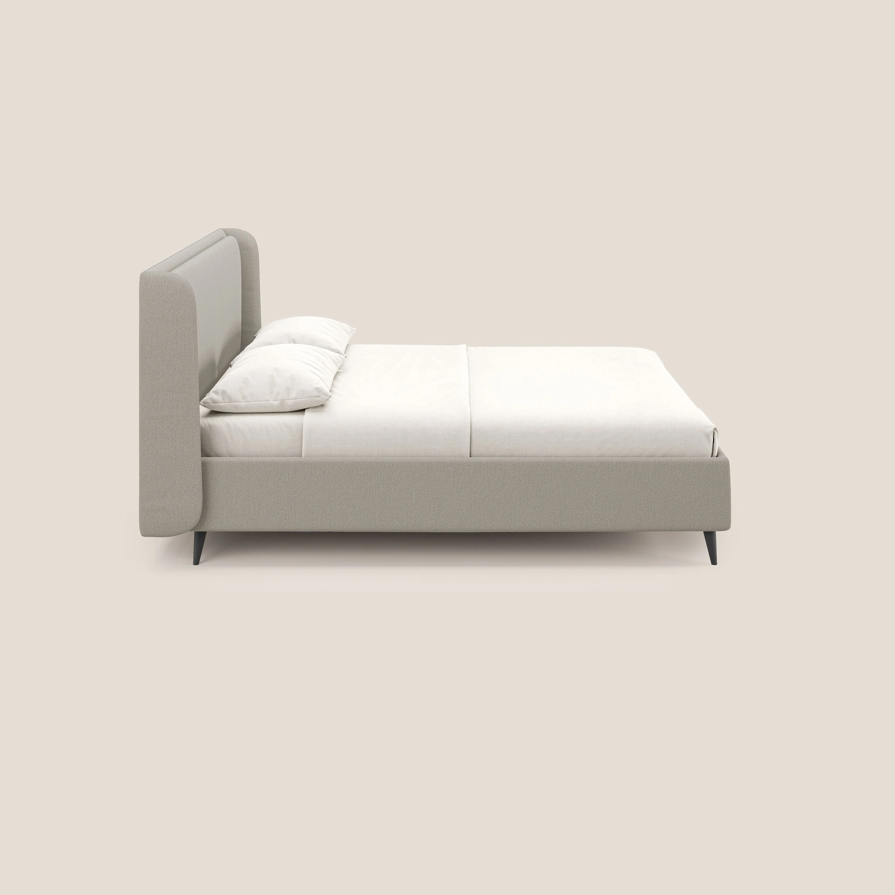 Nadine lit coffre de design et confort italien en tissu imperméable T19 crème - Image 5