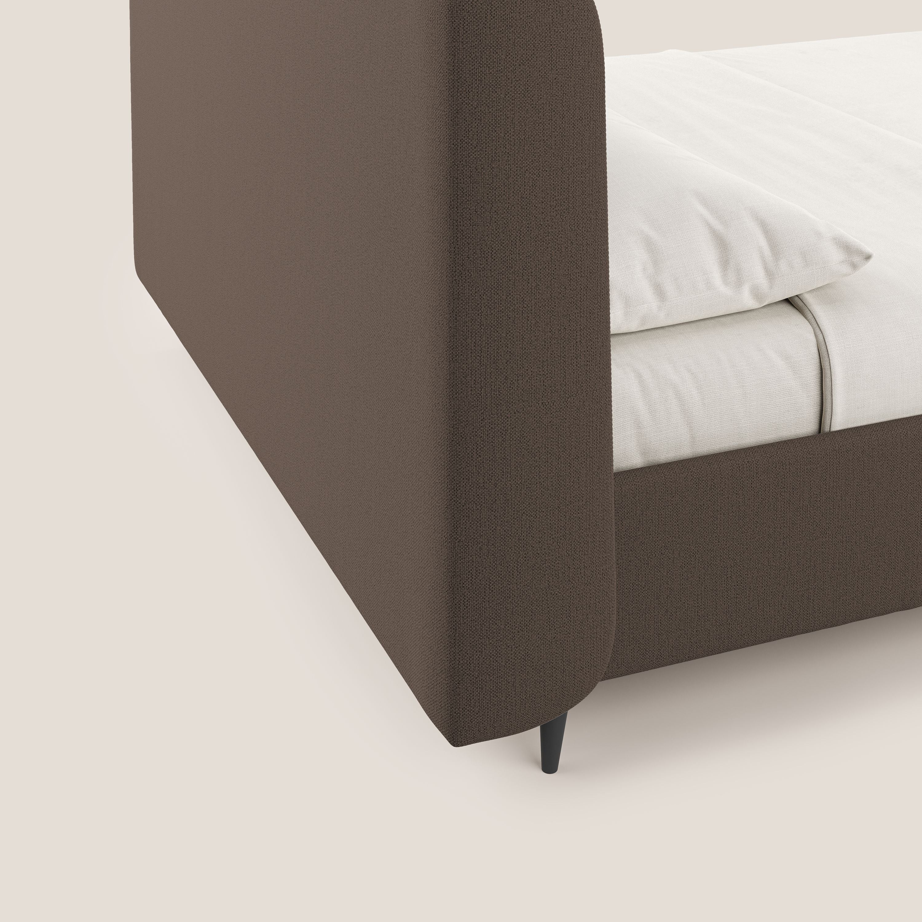Nadine lit coffre de design et confort italien en tissu imperméable T19 marron - Image 7