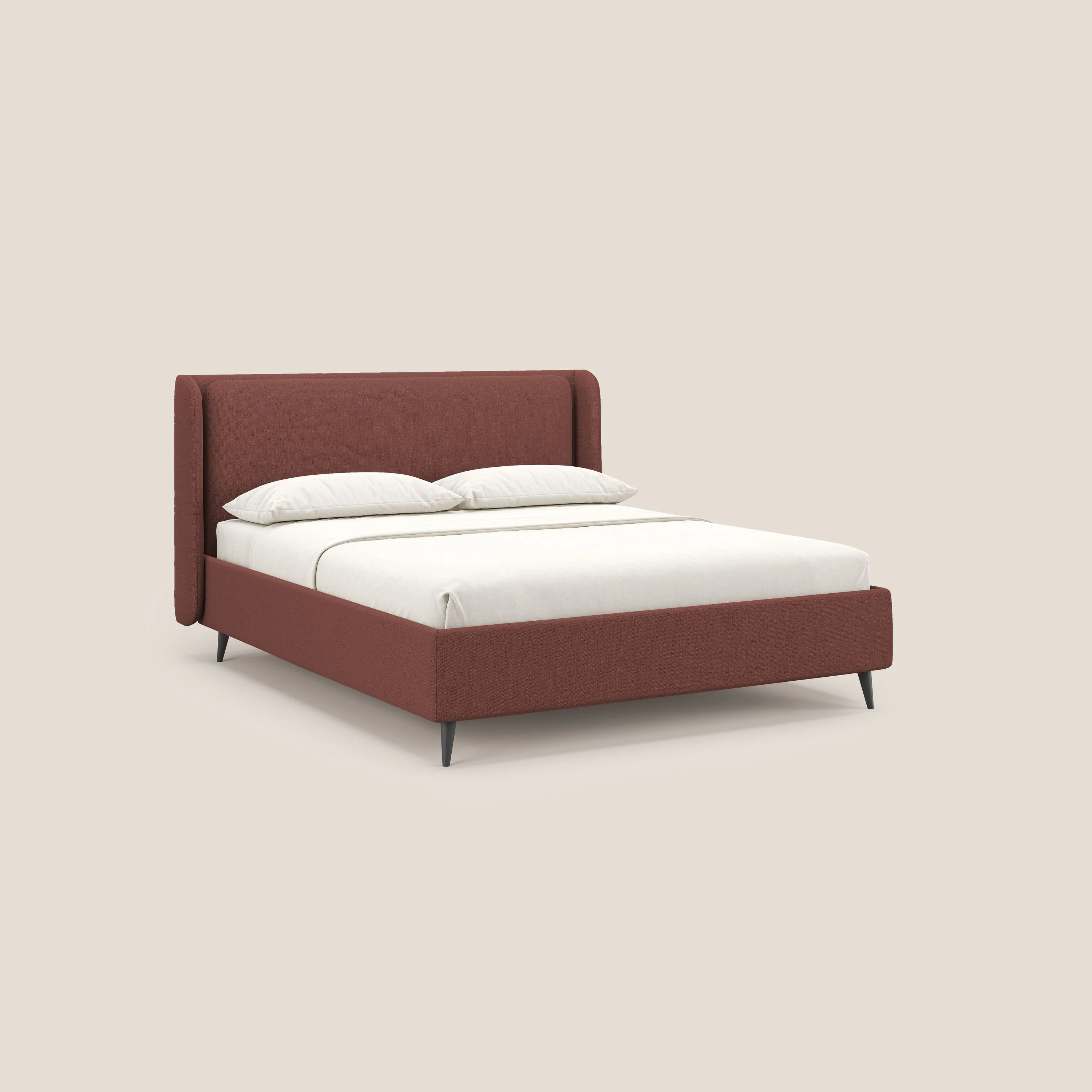 Nadine lit coffre de design et confort italien en tissu imperméable T19 saumon