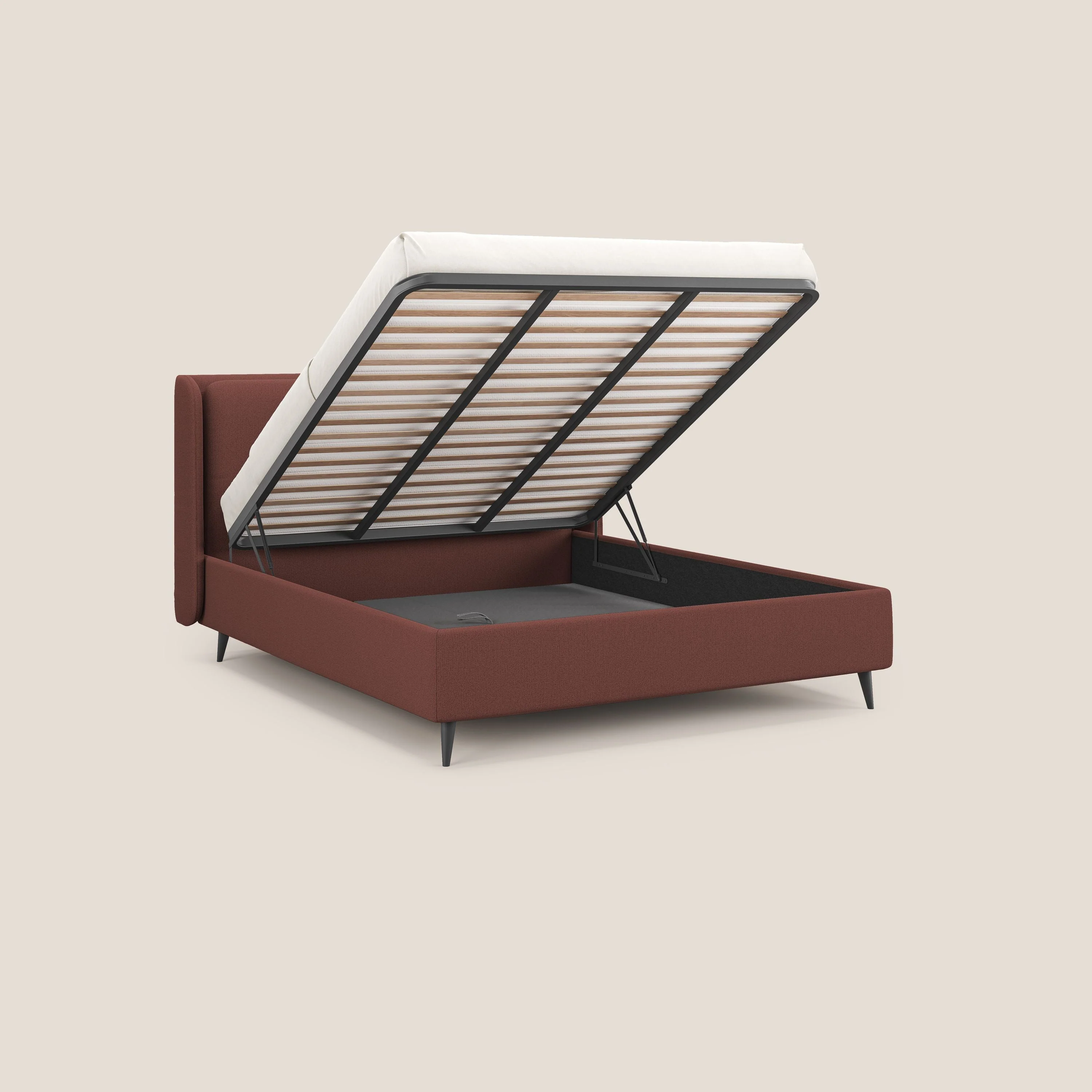 Nadine lit coffre de design et confort italien en tissu imperméable T19 saumon - Image 2