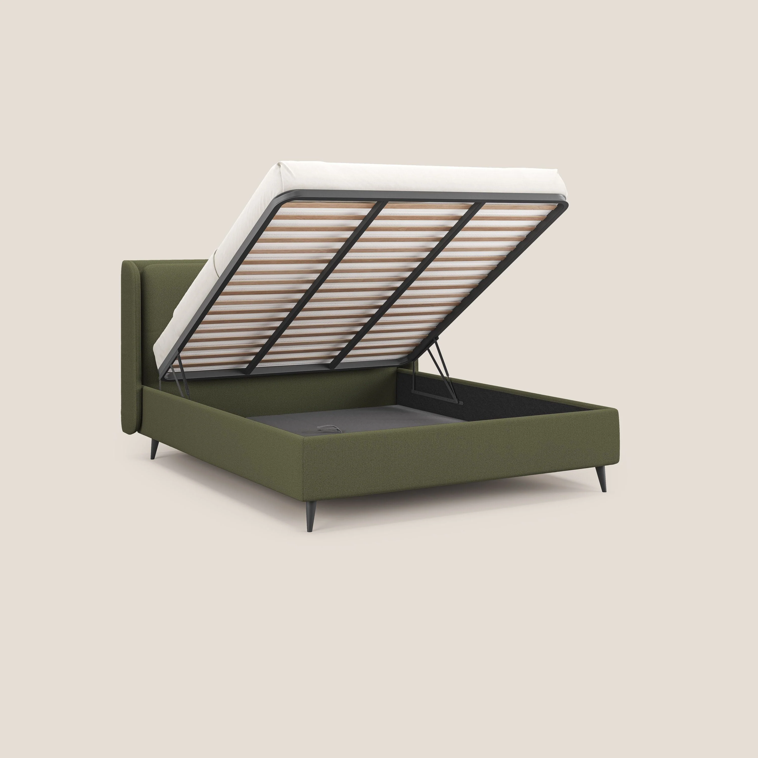 Nadine lit coffre de design et confort italien en tissu imperméable T19 vert - Image 2