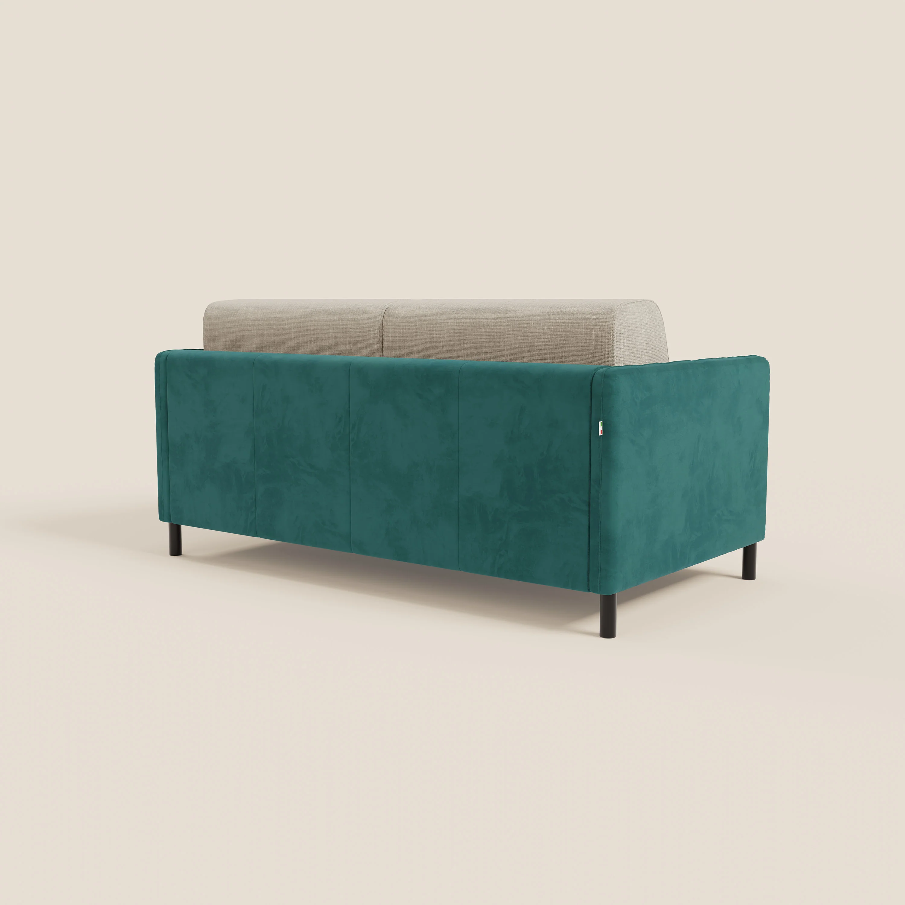 Narciso canapĂ© convertible design avec matelas H18 cm, bicolor, structure en microfibre antitache et revĂȘtement en Ă©lĂ©gant tissu impermĂ©able T06 bleu canard - crĂšme - Image 7