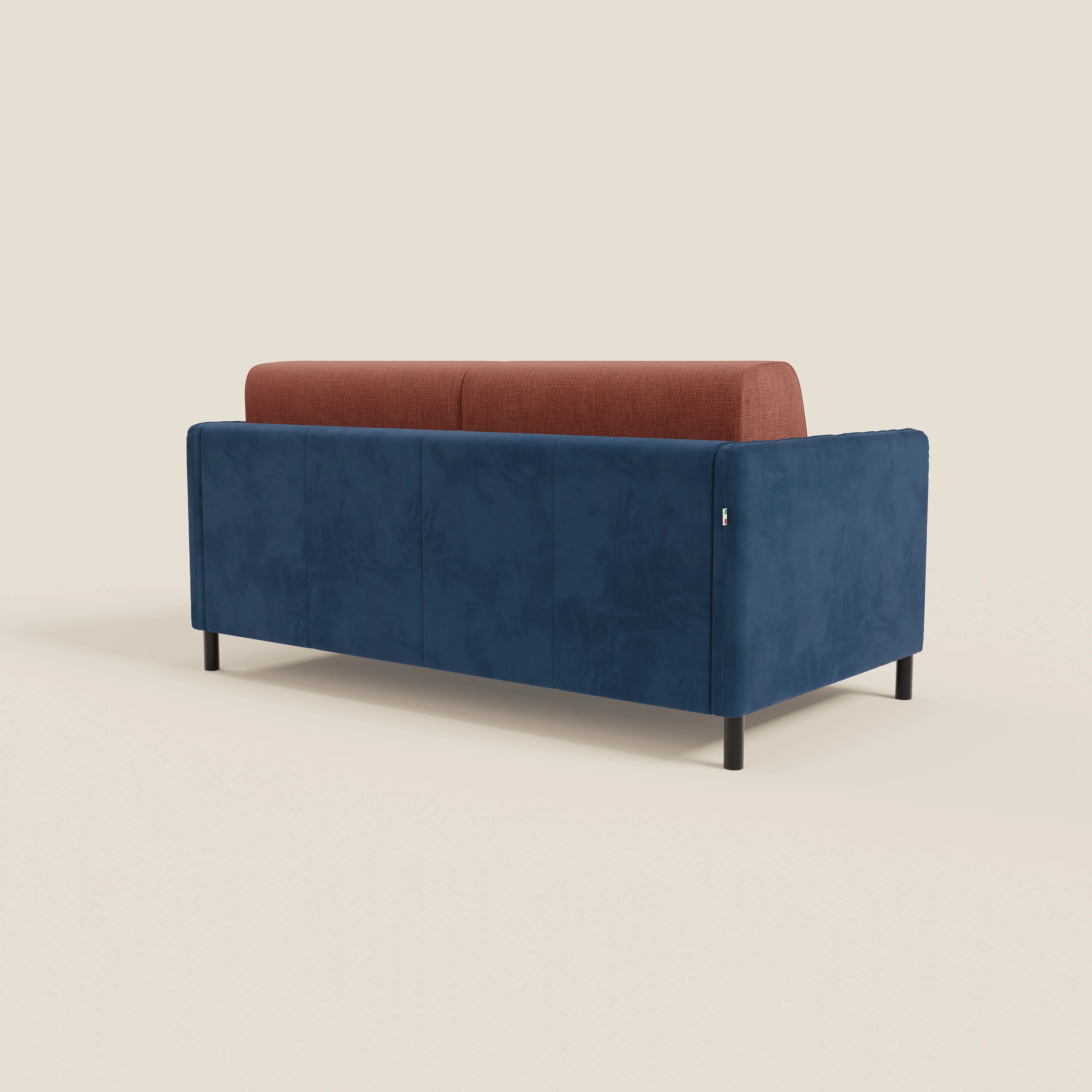 Narciso canapé convertible design avec matelas H18 cm, bicolor, structure en microfibre antitache et revêtement en élégant tissu imperméable T06 bleu - corail - Image 7