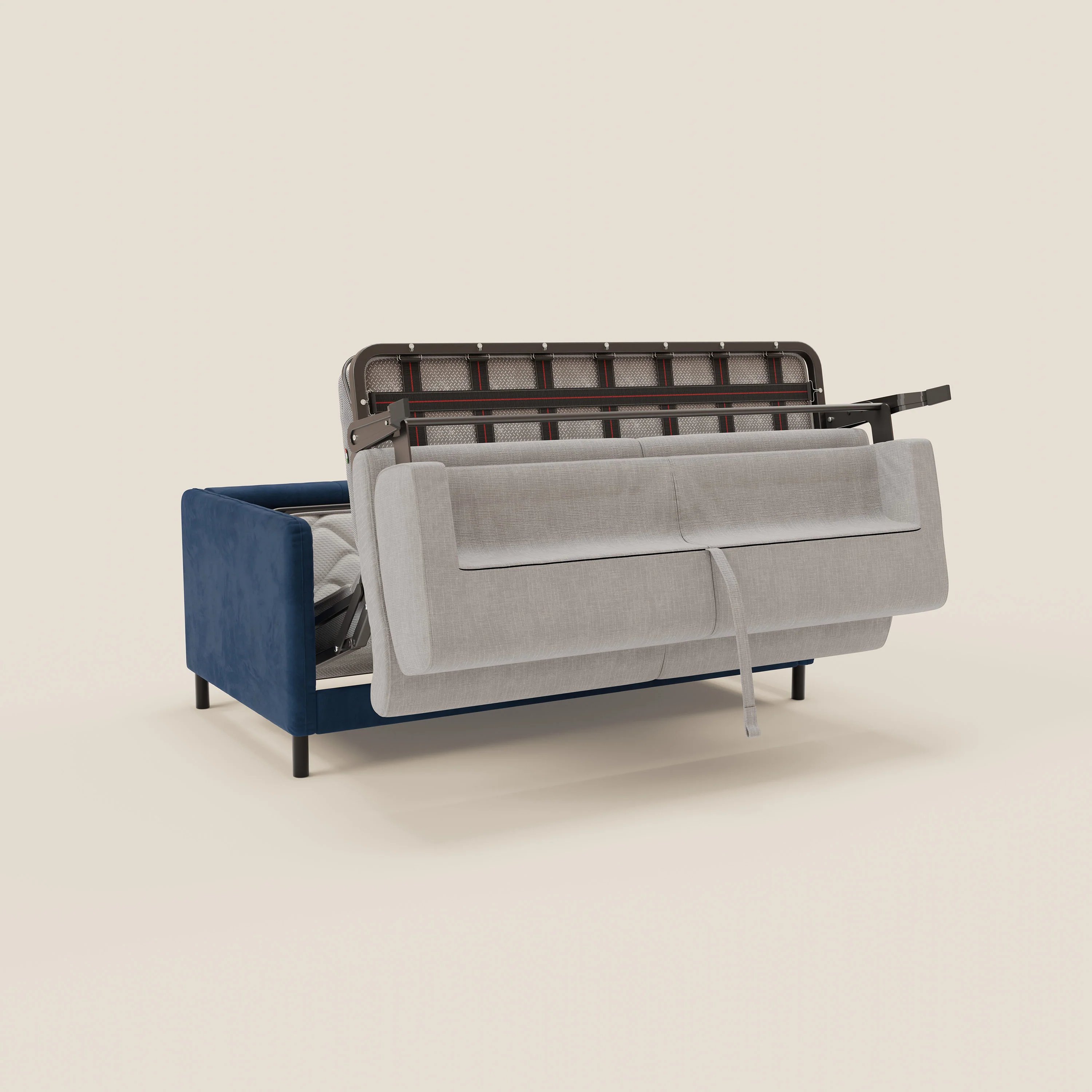 Narciso canapé convertible design avec matelas H18 cm, bicolor, structure en microfibre antitache et revêtement en élégant tissu imperméable T06 bleu - gris clair - Image 10