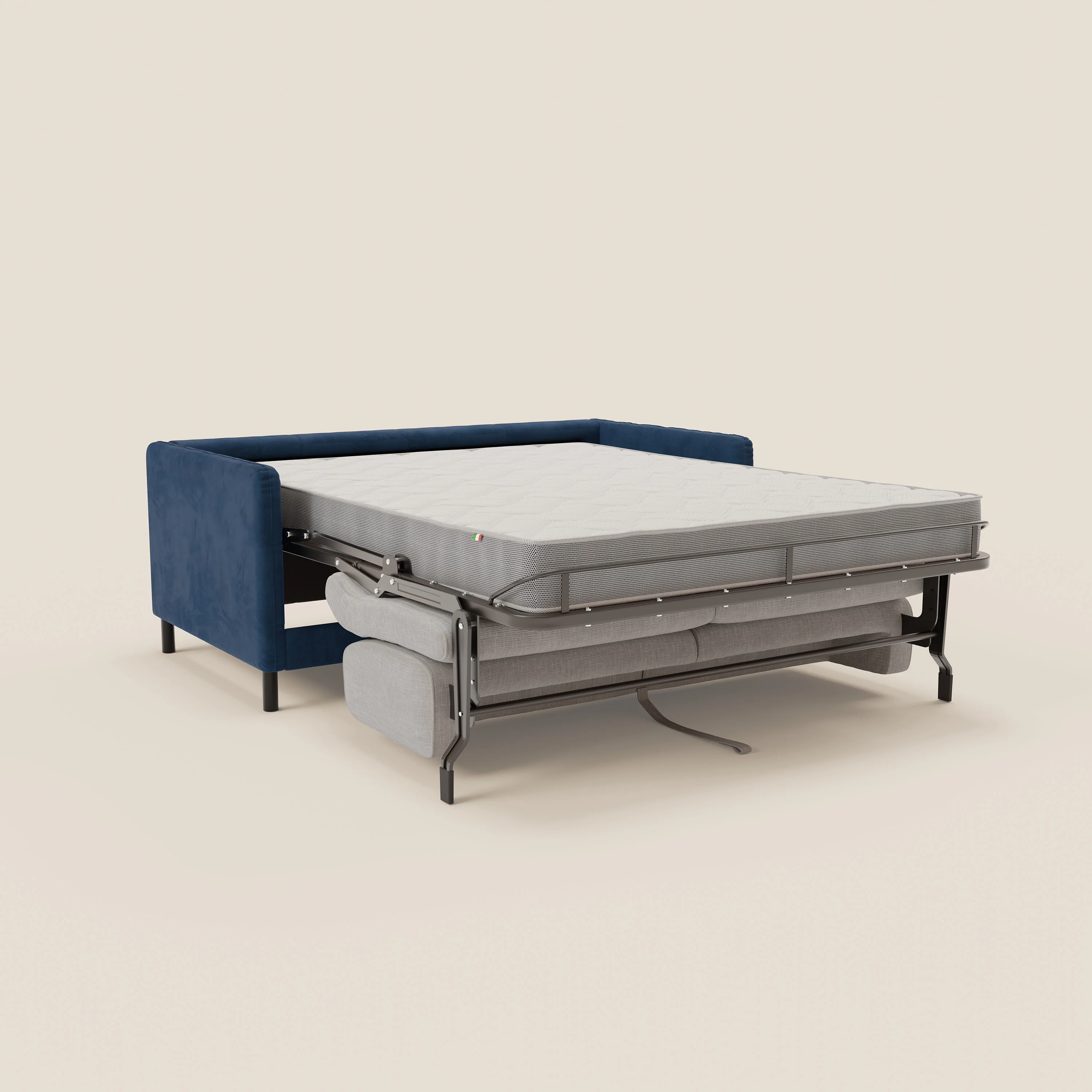 Narciso canapé convertible design avec matelas H18 cm, bicolor, structure en microfibre antitache et revêtement en élégant tissu imperméable T06 bleu - gris clair - Image 11