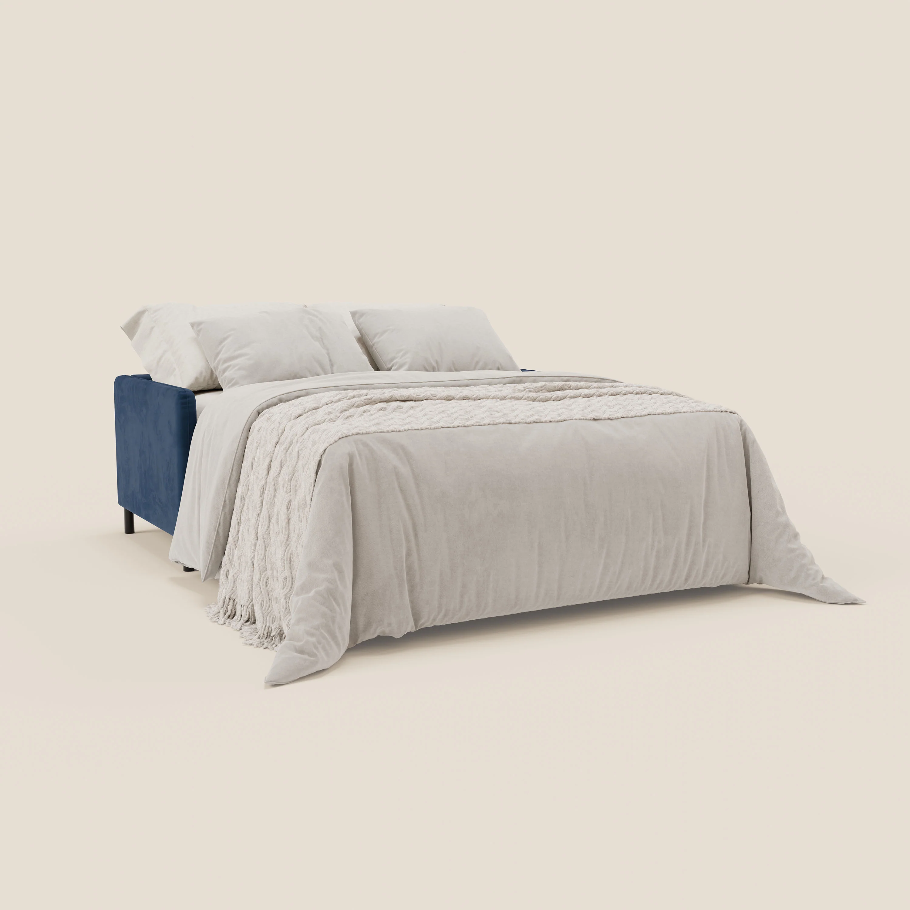 Narciso canapé convertible design avec matelas H18 cm, bicolor, structure en microfibre antitache et revêtement en élégant tissu imperméable T06 bleu - gris clair - Image 2