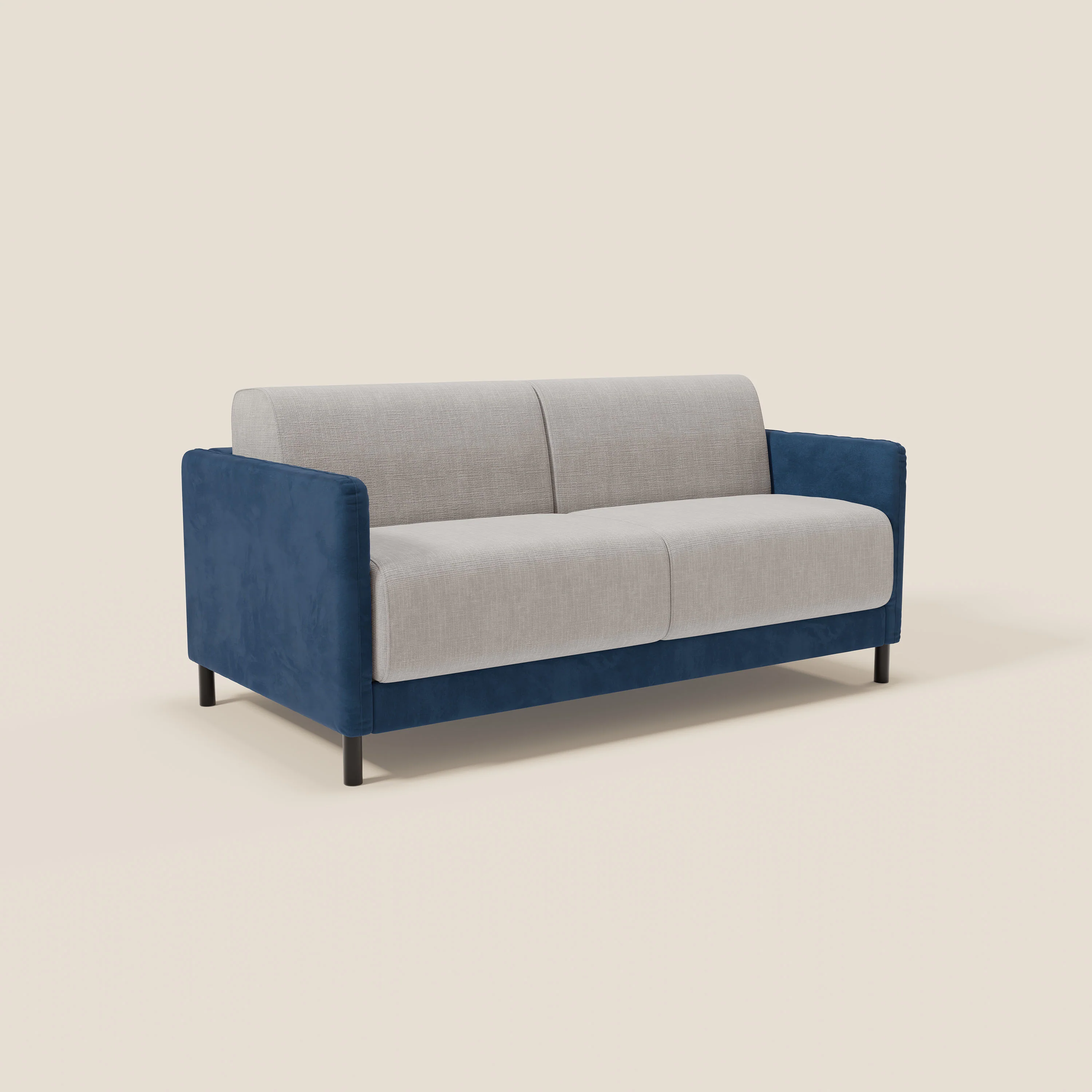 Narciso canapé convertible design avec matelas H18 cm, bicolor, structure en microfibre antitache et revêtement en élégant tissu imperméable T06 bleu - gris clair - Image 3