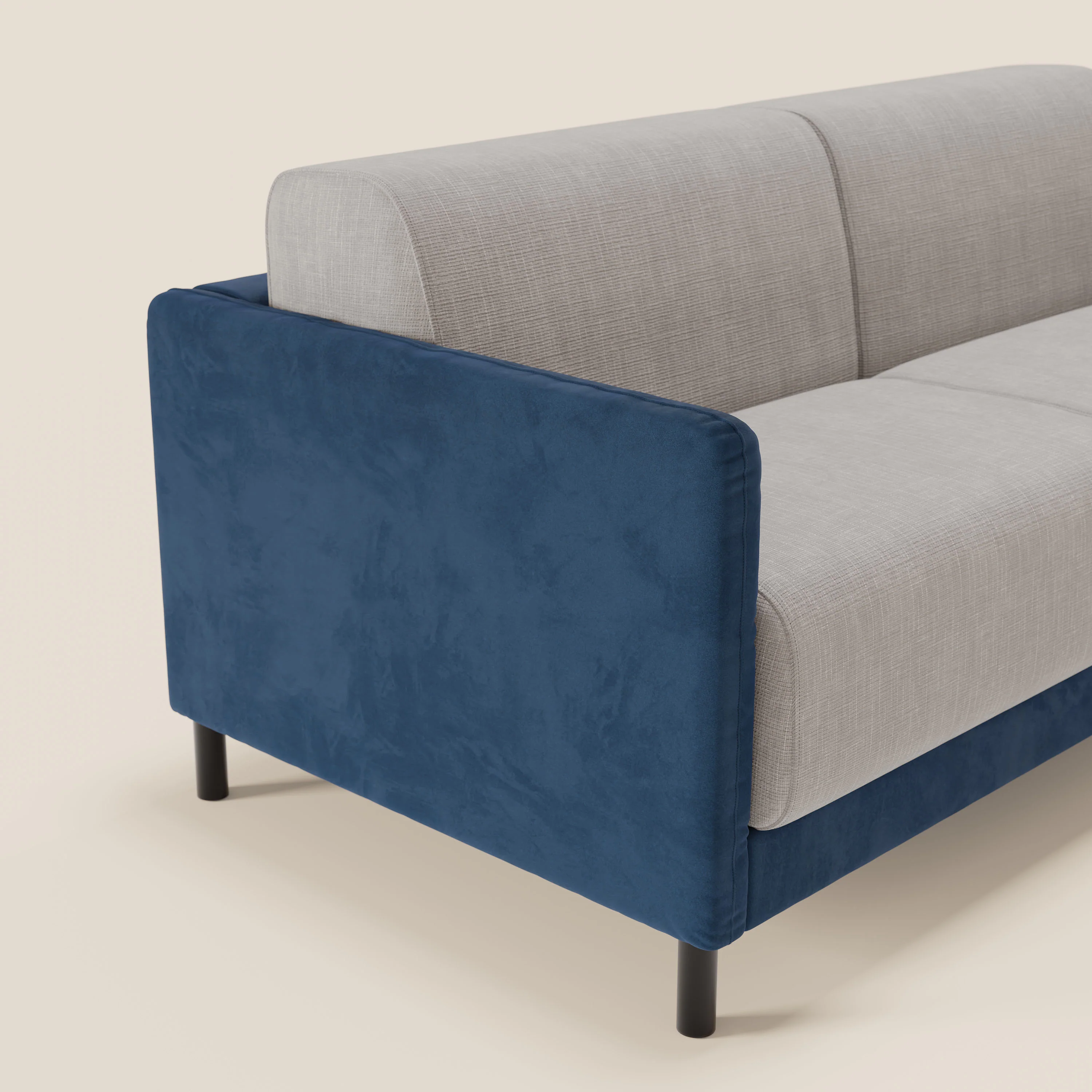 Narciso canapé convertible design avec matelas H18 cm, bicolor, structure en microfibre antitache et revêtement en élégant tissu imperméable T06 bleu - gris clair - Image 4