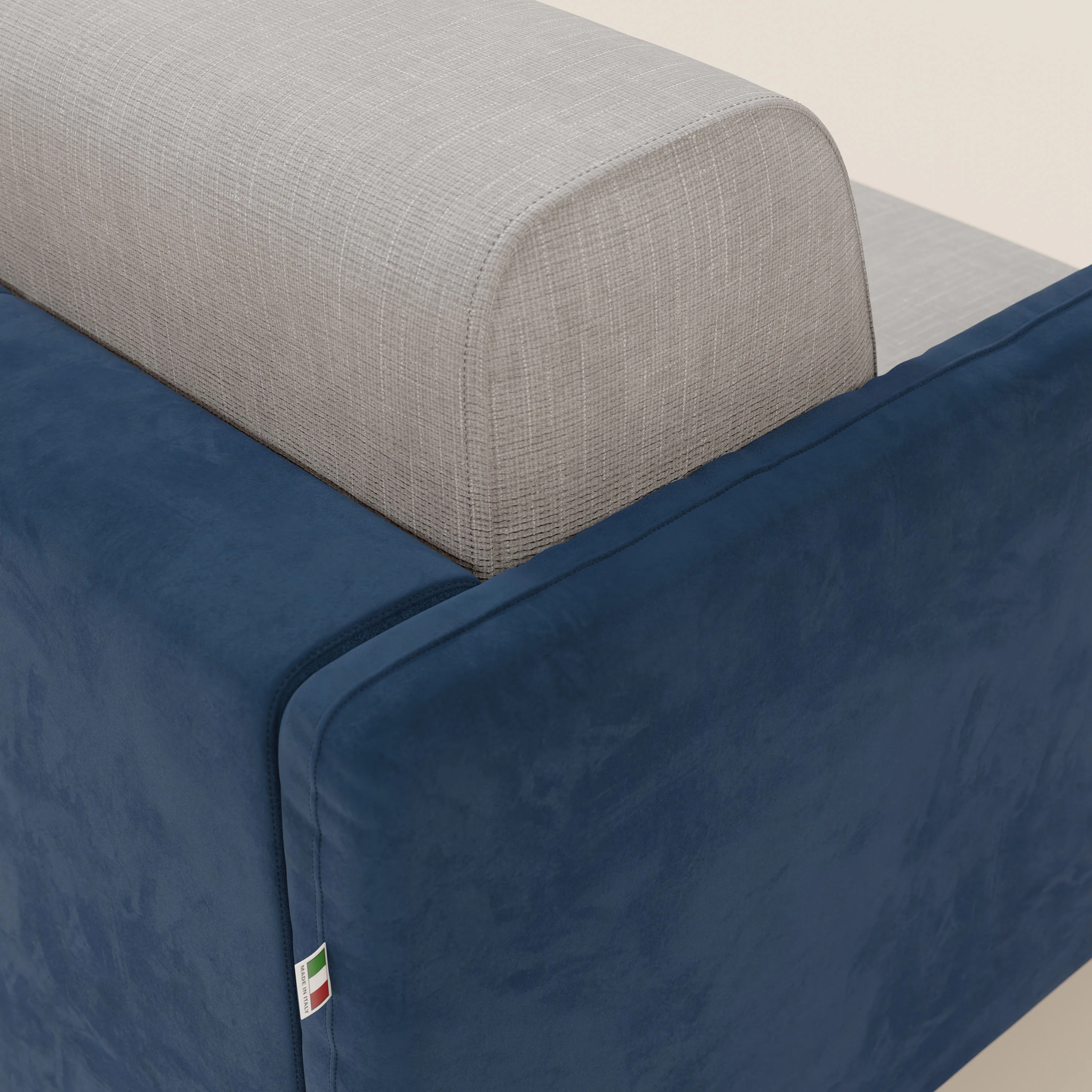 Narciso canapé convertible design avec matelas H18 cm, bicolor, structure en microfibre antitache et revêtement en élégant tissu imperméable T06 bleu - gris clair - Image 8