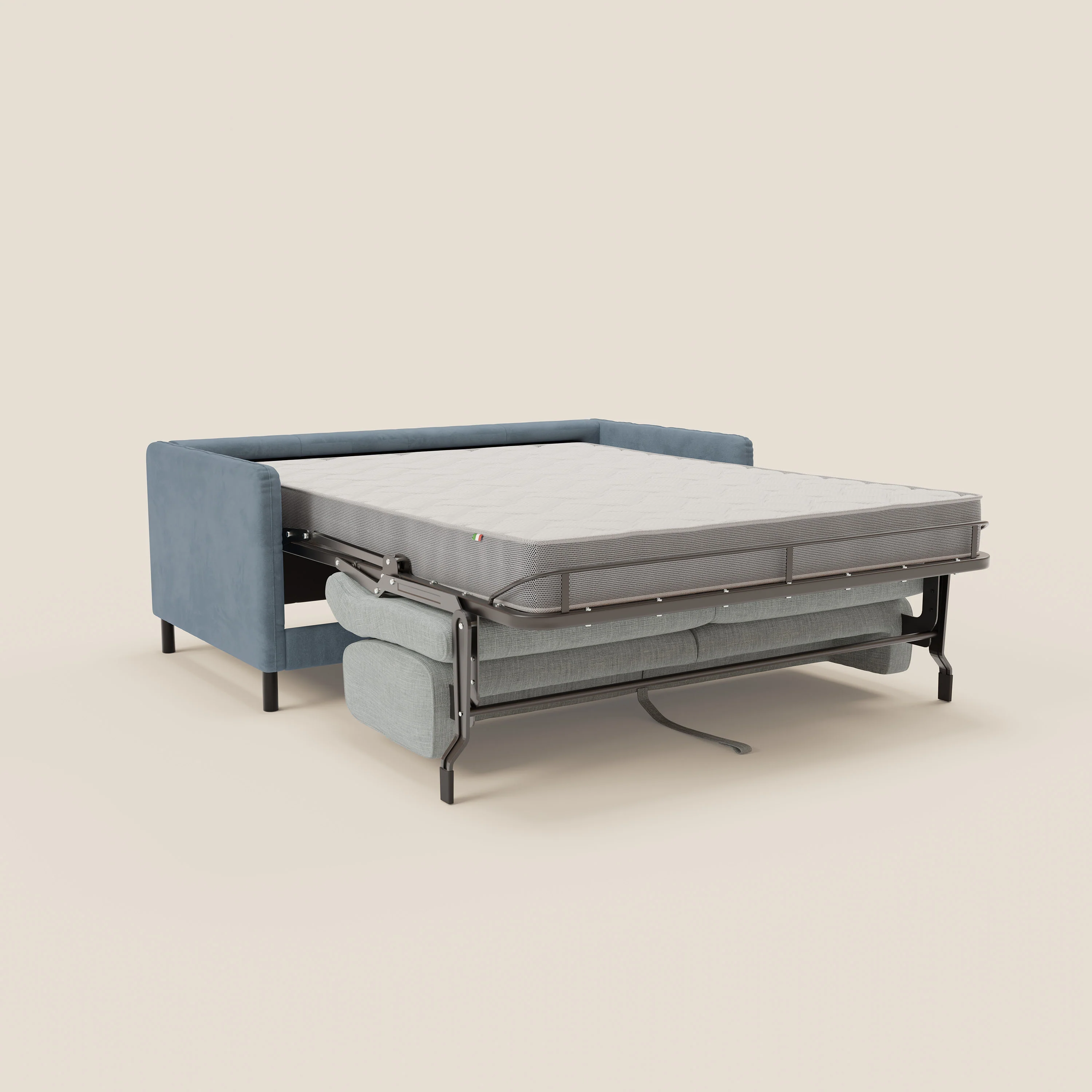 Narciso canapé convertible design avec matelas H18 cm, bicolor, structure en microfibre antitache et revêtement en élégant tissu imperméable T06 bleu pastel - bleu glacier - Image 11