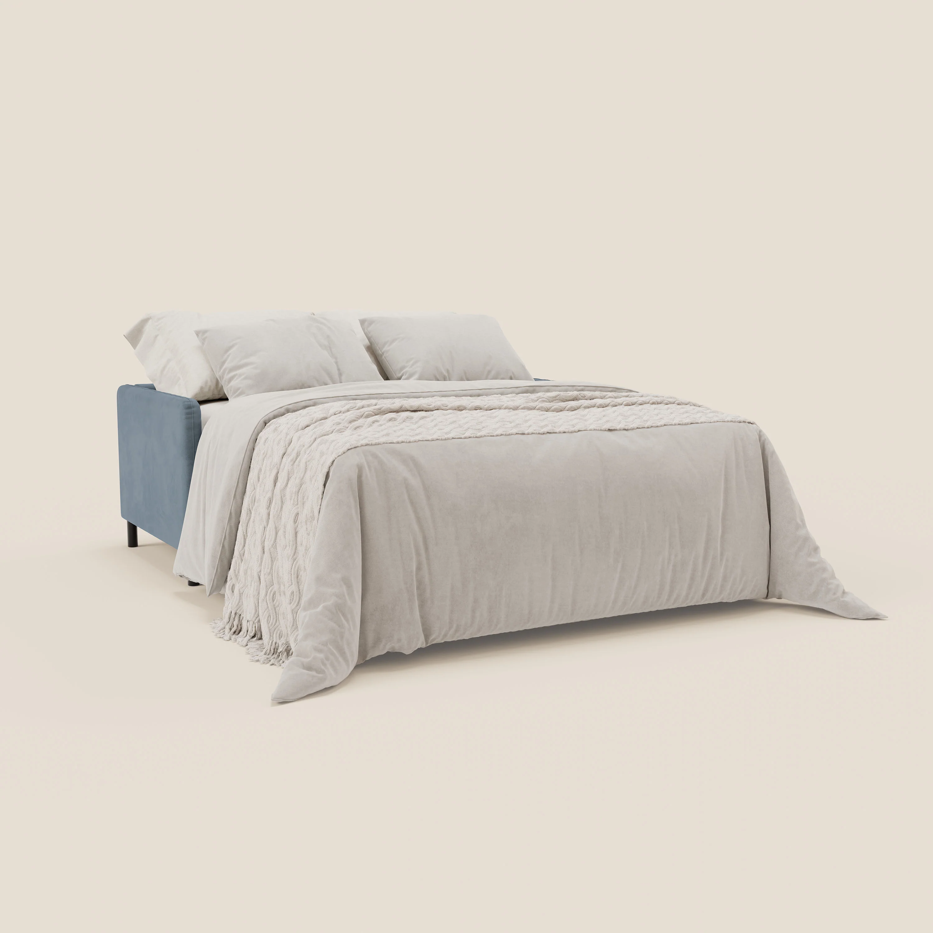 Narciso canapé convertible design avec matelas H18 cm, bicolor, structure en microfibre antitache et revêtement en élégant tissu imperméable T06 bleu pastel - bleu glacier - Image 2