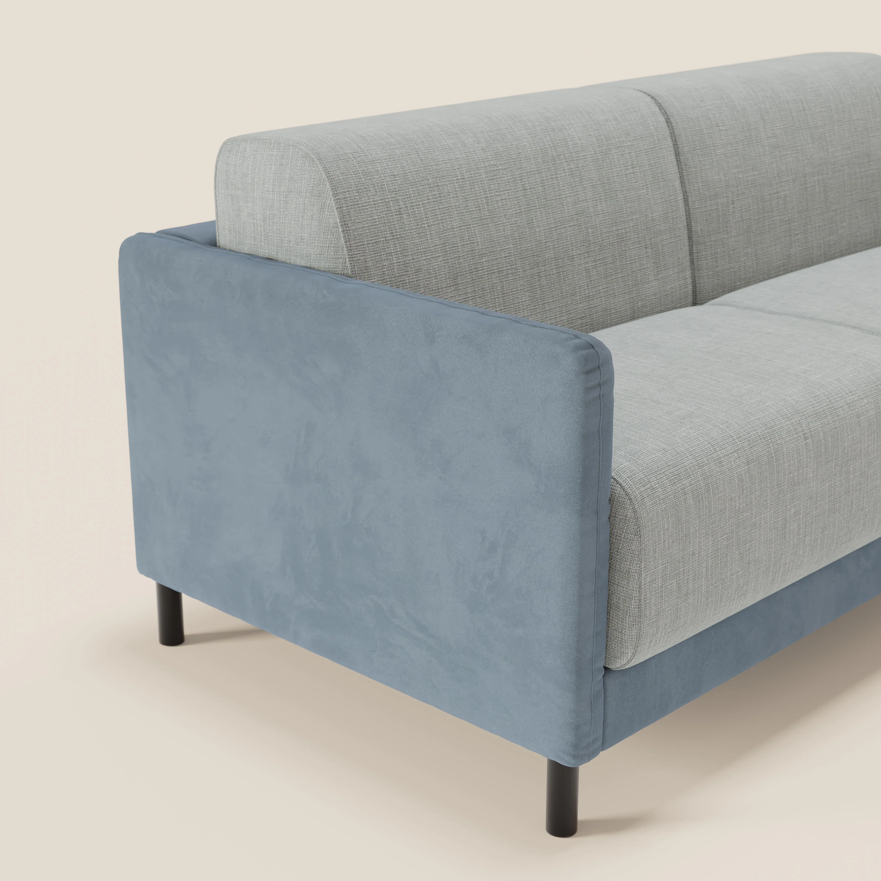 Narciso canapé convertible design avec matelas H18 cm, bicolor, structure en microfibre antitache et revêtement en élégant tissu imperméable T06 bleu pastel - bleu glacier - Image 4