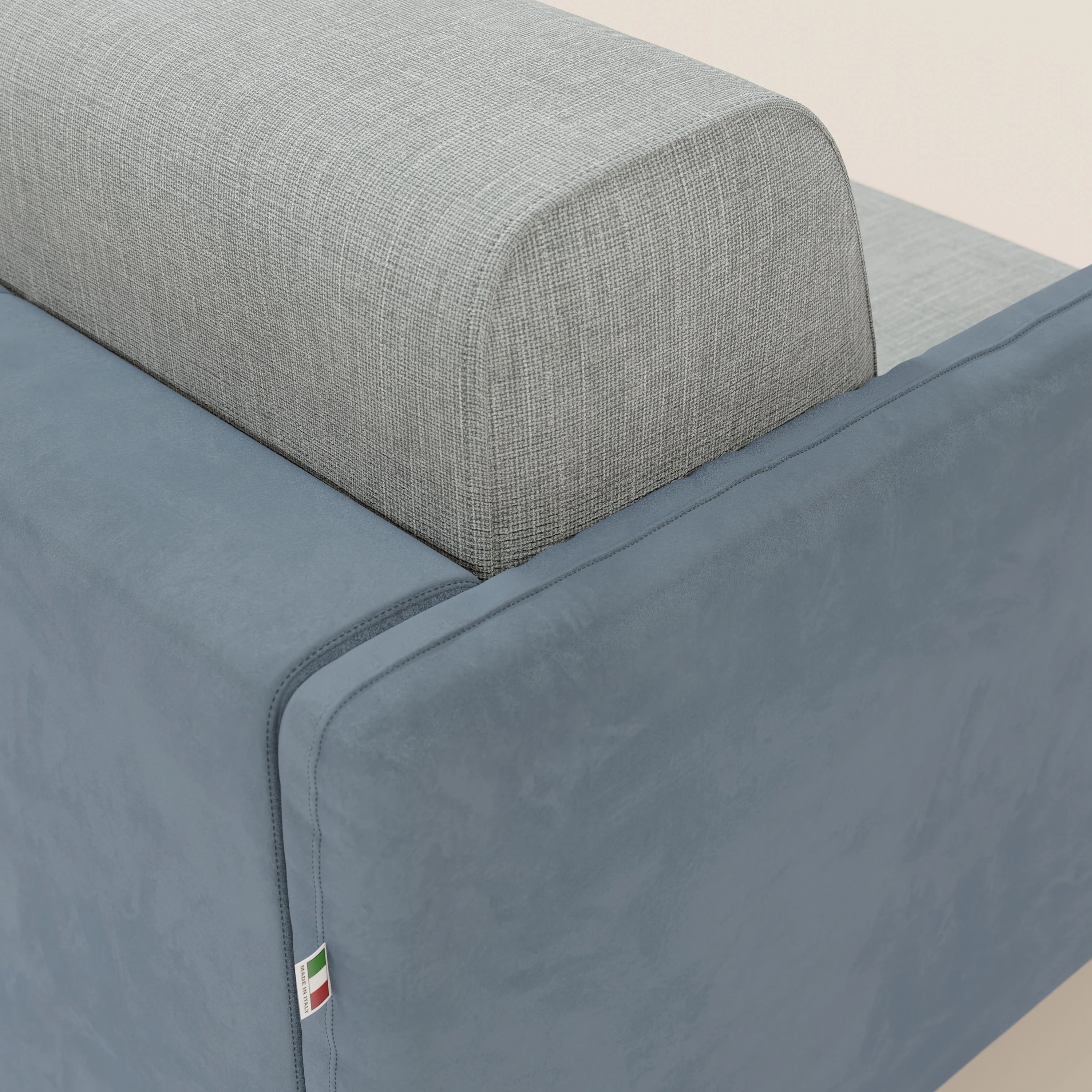 Narciso canapé convertible design avec matelas H18 cm, bicolor, structure en microfibre antitache et revêtement en élégant tissu imperméable T06 bleu pastel - bleu glacier - Image 8