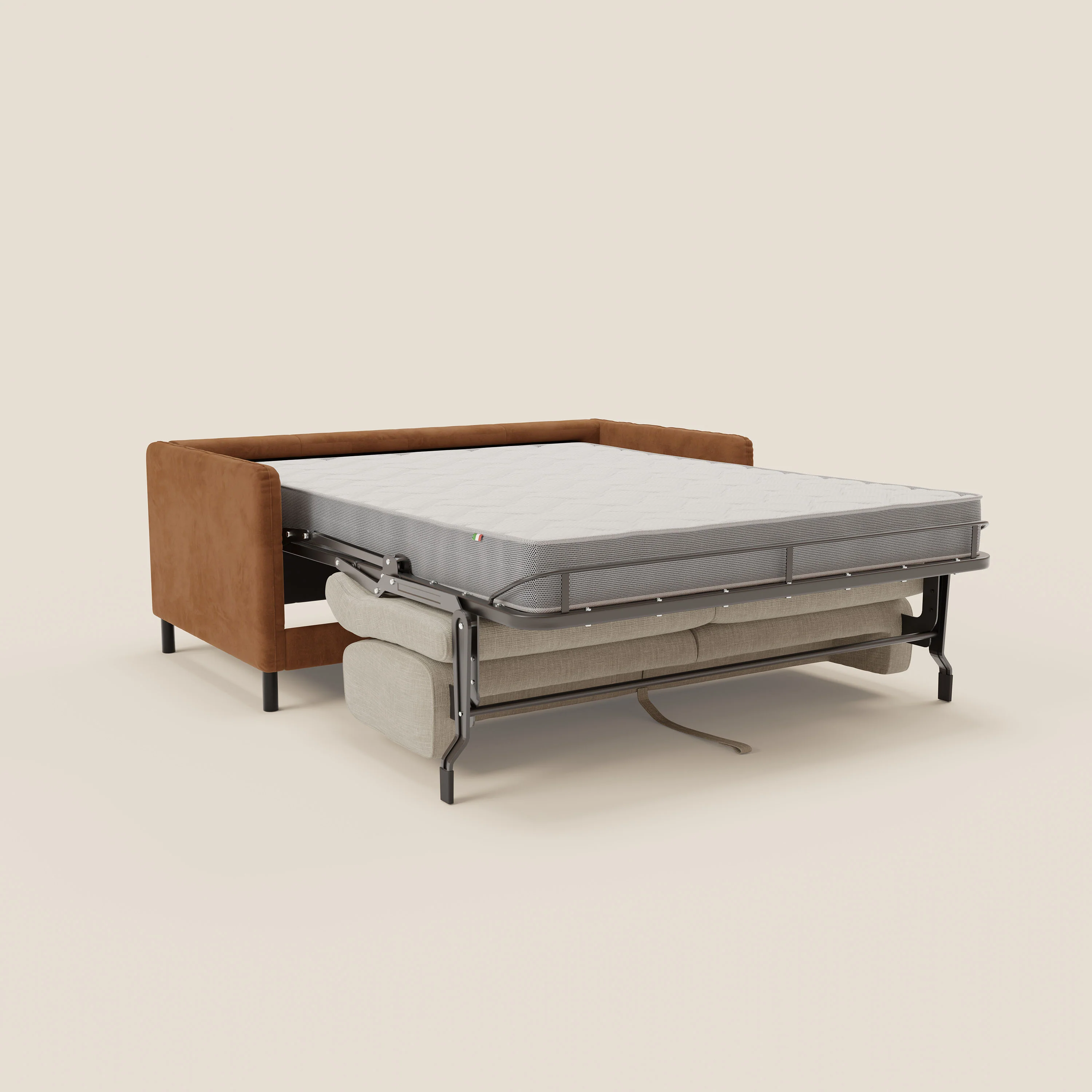 Narciso canapé convertible design avec matelas H18 cm, bicolor, structure en microfibre antitache et revêtement en élégant tissu imperméable T06 cuir - crème - Image 10