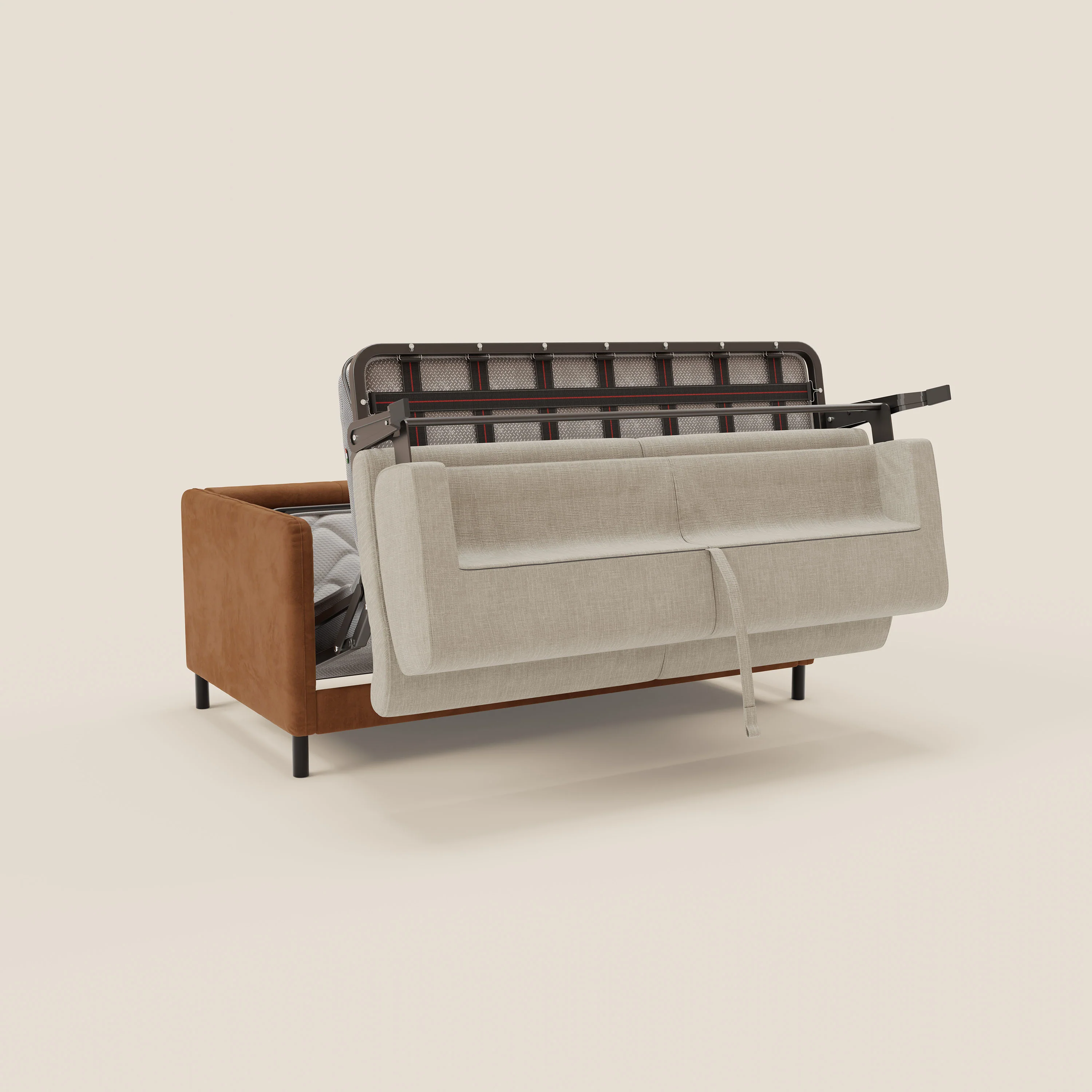 Narciso canapé convertible design avec matelas H18 cm, bicolor, structure en microfibre antitache et revêtement en élégant tissu imperméable T06 cuir - crème - Image 11
