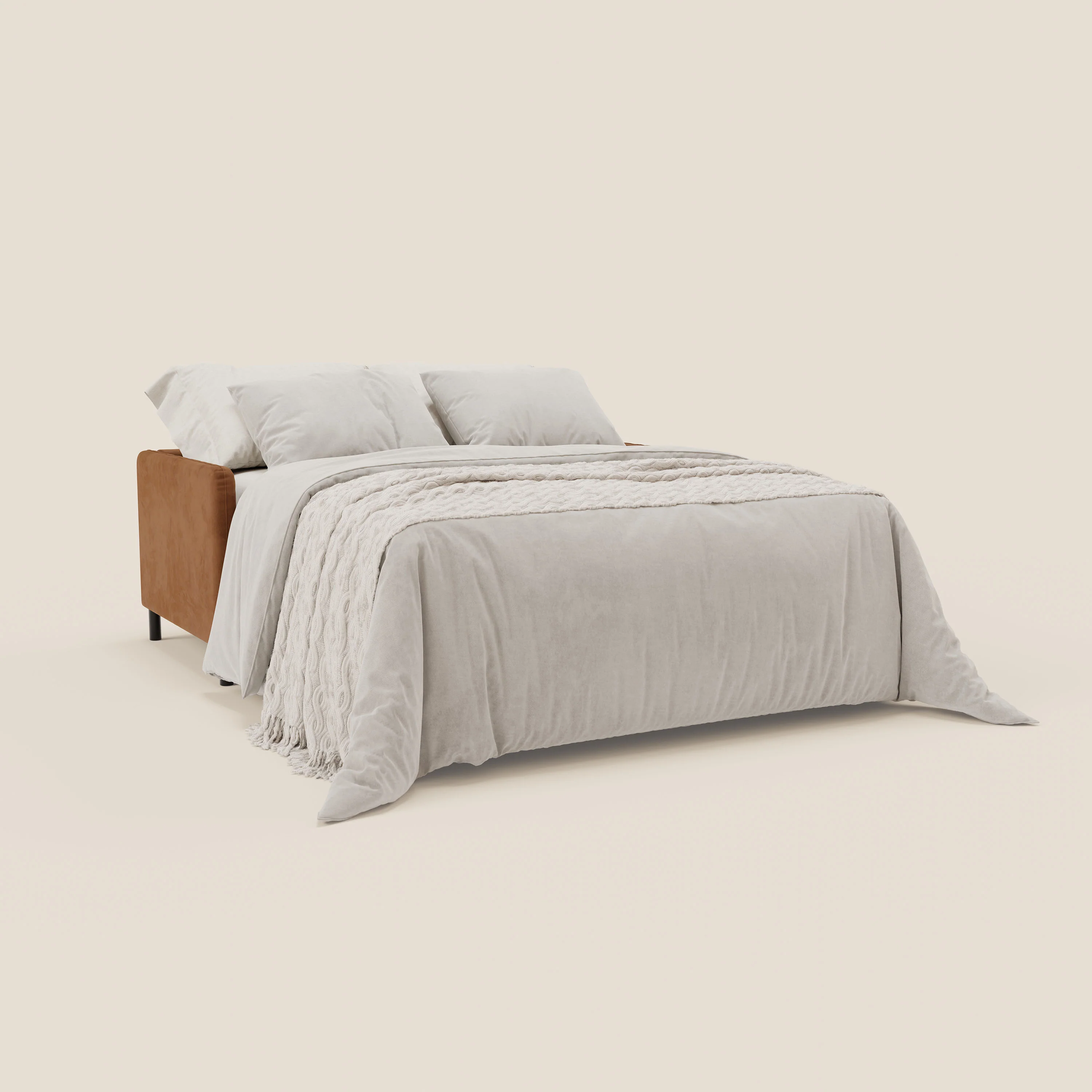 Narciso canapé convertible design avec matelas H18 cm, bicolor, structure en microfibre antitache et revêtement en élégant tissu imperméable T06 cuir - crème - Image 2