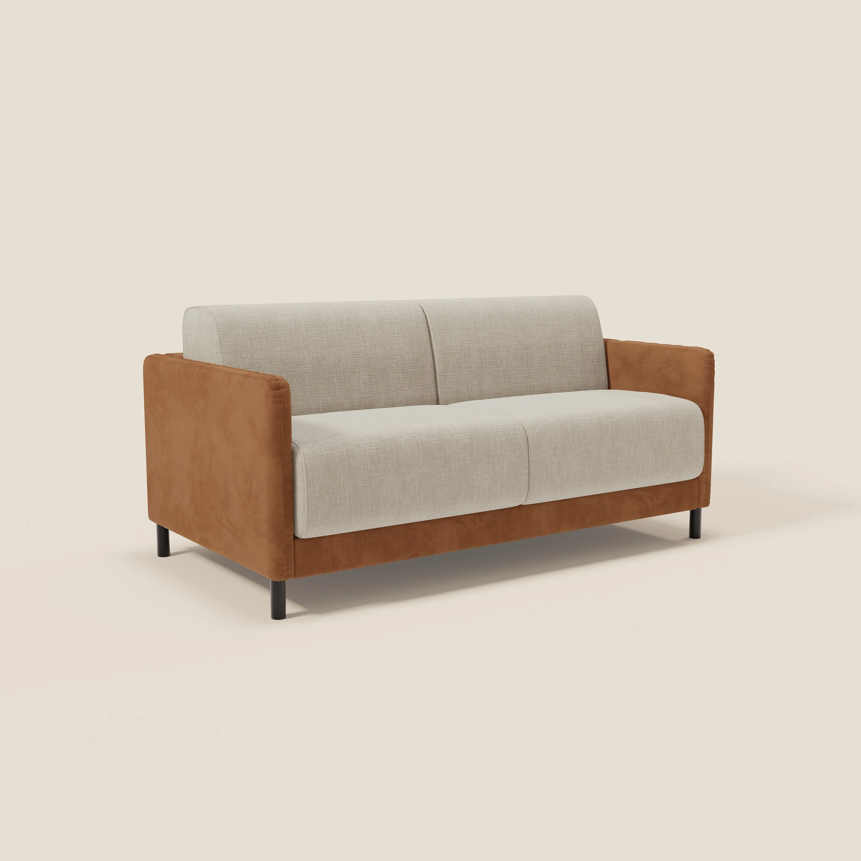 Narciso canapé convertible design avec matelas H18 cm, bicolor, structure en microfibre antitache et revêtement en élégant tissu imperméable T06 cuir - crème - Image 3