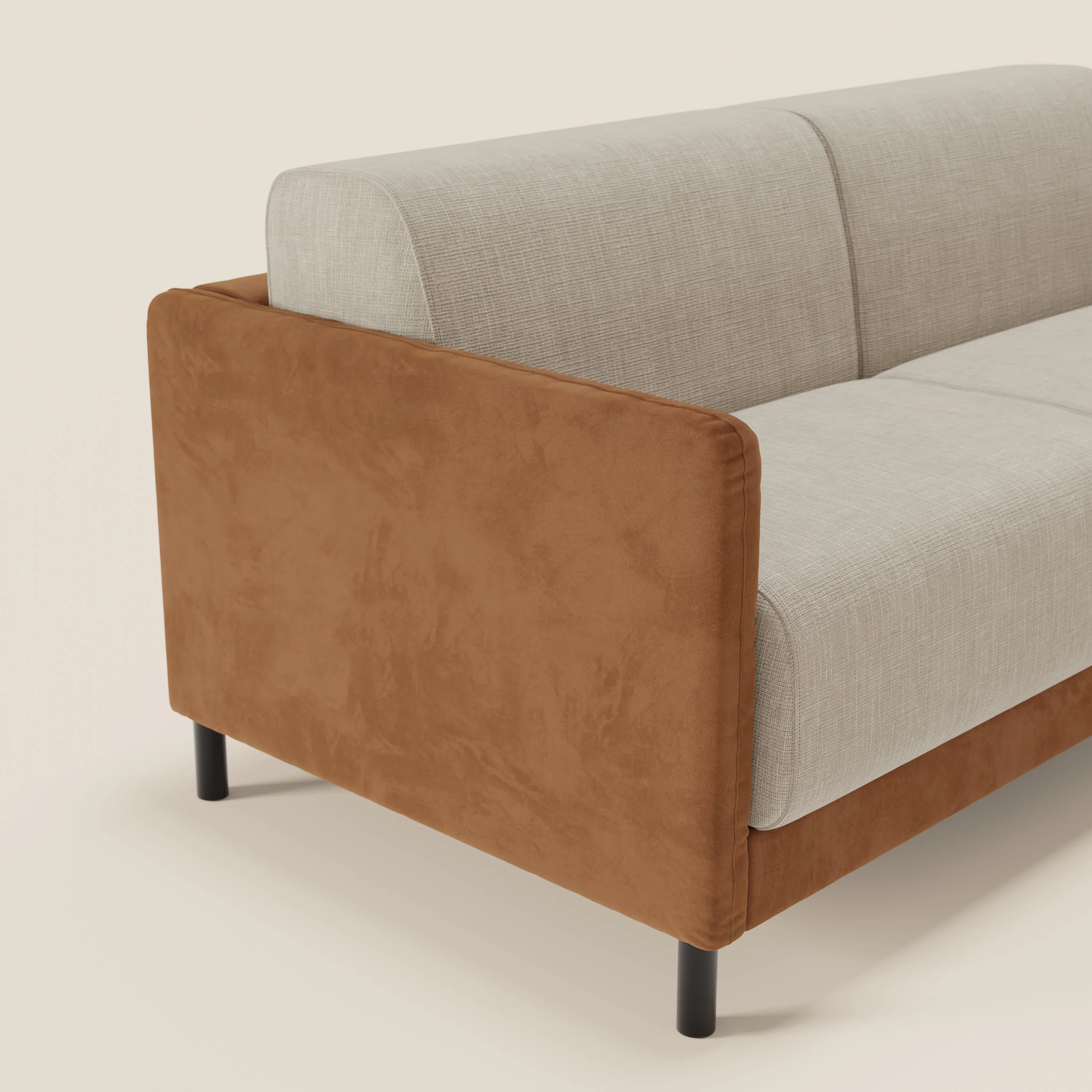Narciso canapé convertible design avec matelas H18 cm, bicolor, structure en microfibre antitache et revêtement en élégant tissu imperméable T06 cuir - crème - Image 4