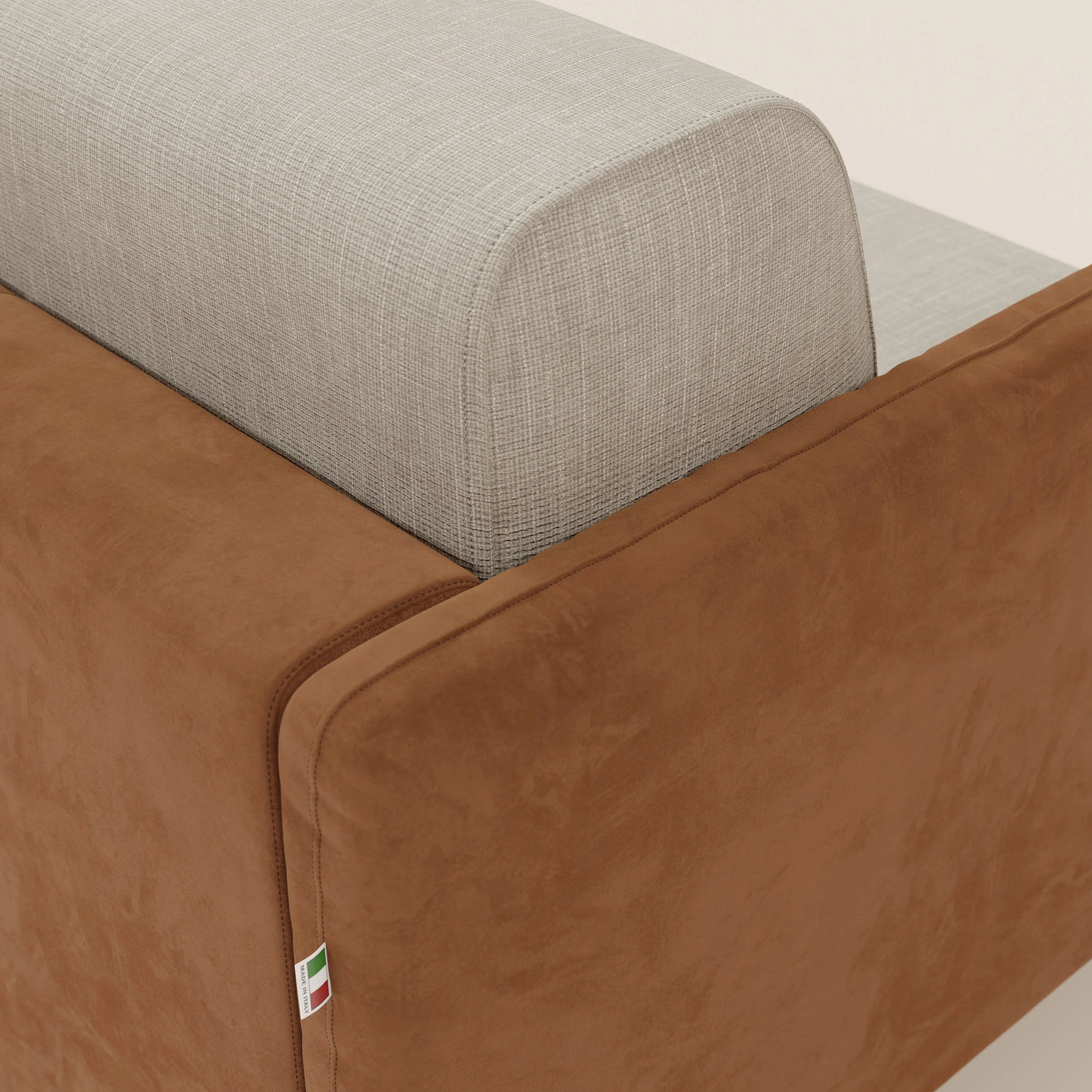 Narciso canapé convertible design avec matelas H18 cm, bicolor, structure en microfibre antitache et revêtement en élégant tissu imperméable T06 cuir - crème - Image 8