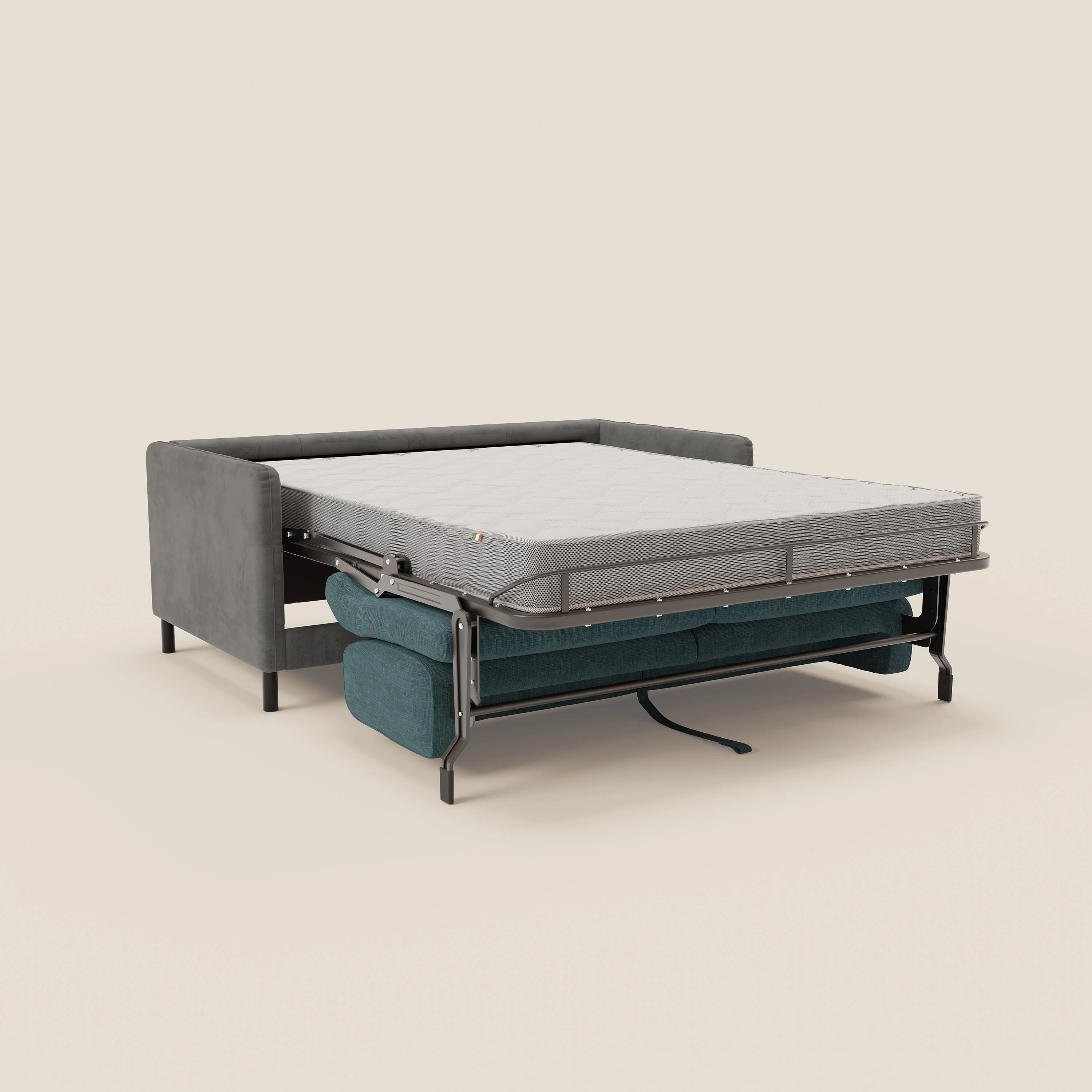Narciso canapé convertible design avec matelas H18 cm, bicolor, structure en microfibre antitache et revêtement en élégant tissu imperméable T06 gris - bleu ciel - Image 11