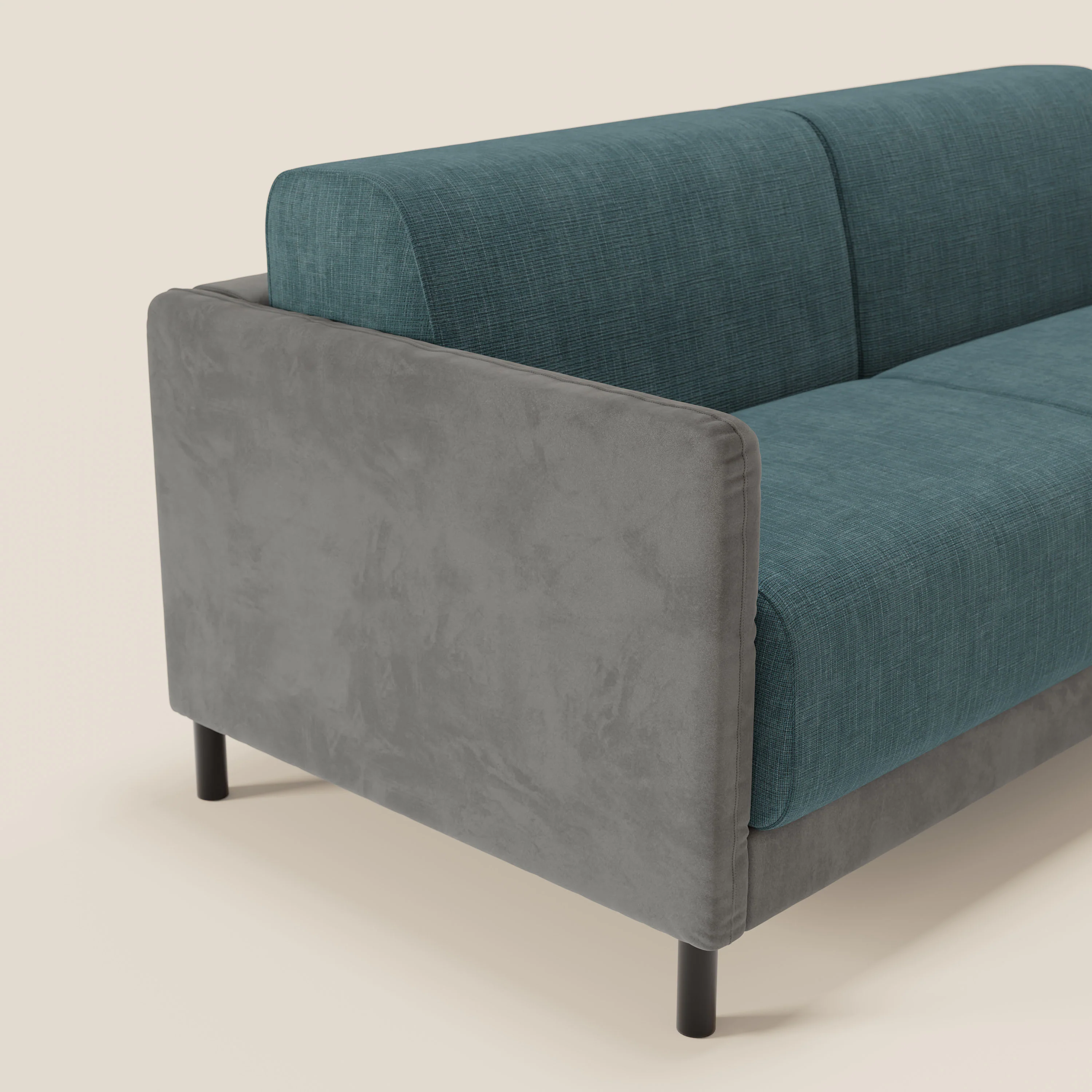 Narciso canapé convertible design avec matelas H18 cm, bicolor, structure en microfibre antitache et revêtement en élégant tissu imperméable T06 gris - bleu ciel - Image 4