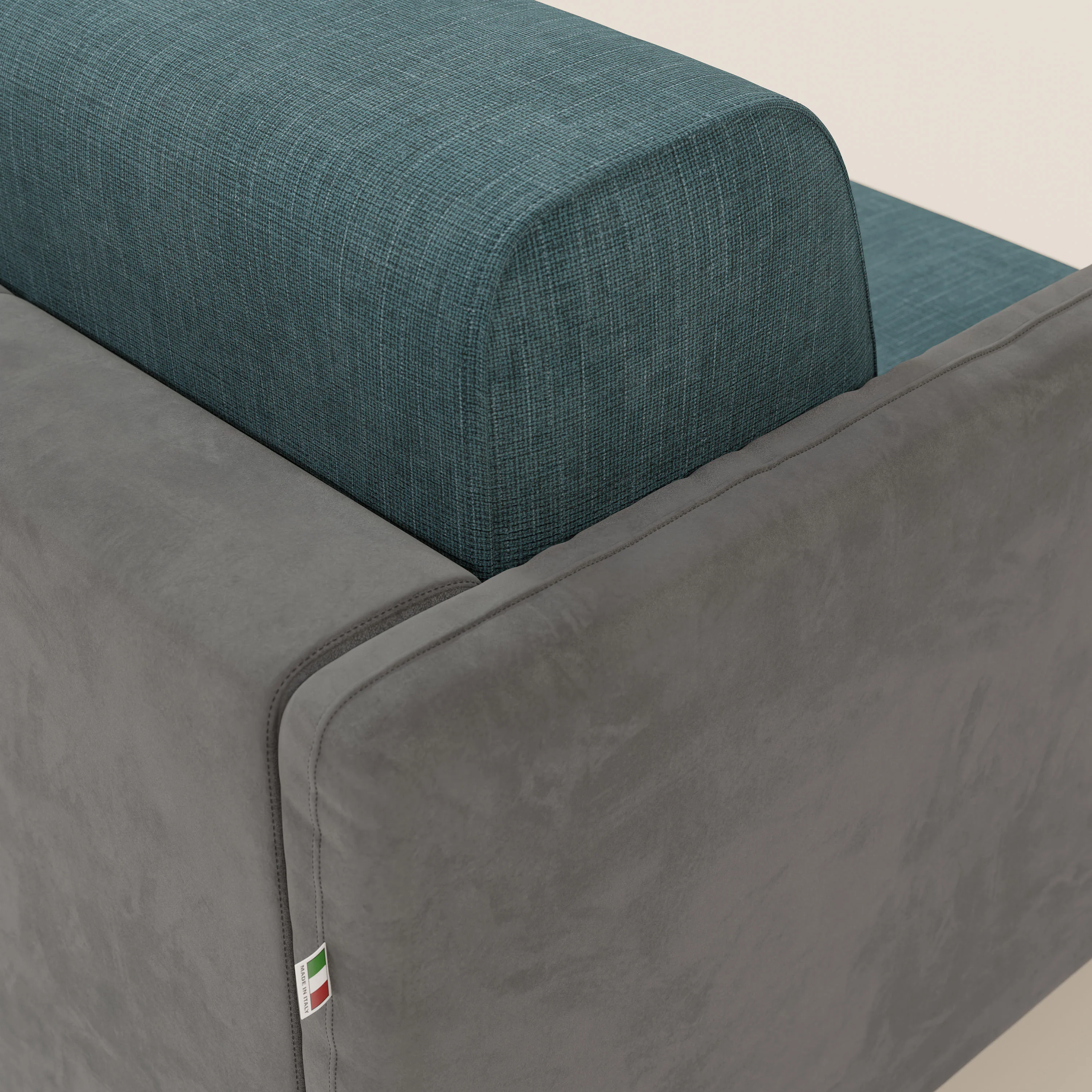 Narciso canapé convertible design avec matelas H18 cm, bicolor, structure en microfibre antitache et revêtement en élégant tissu imperméable T06 gris - bleu ciel - Image 8