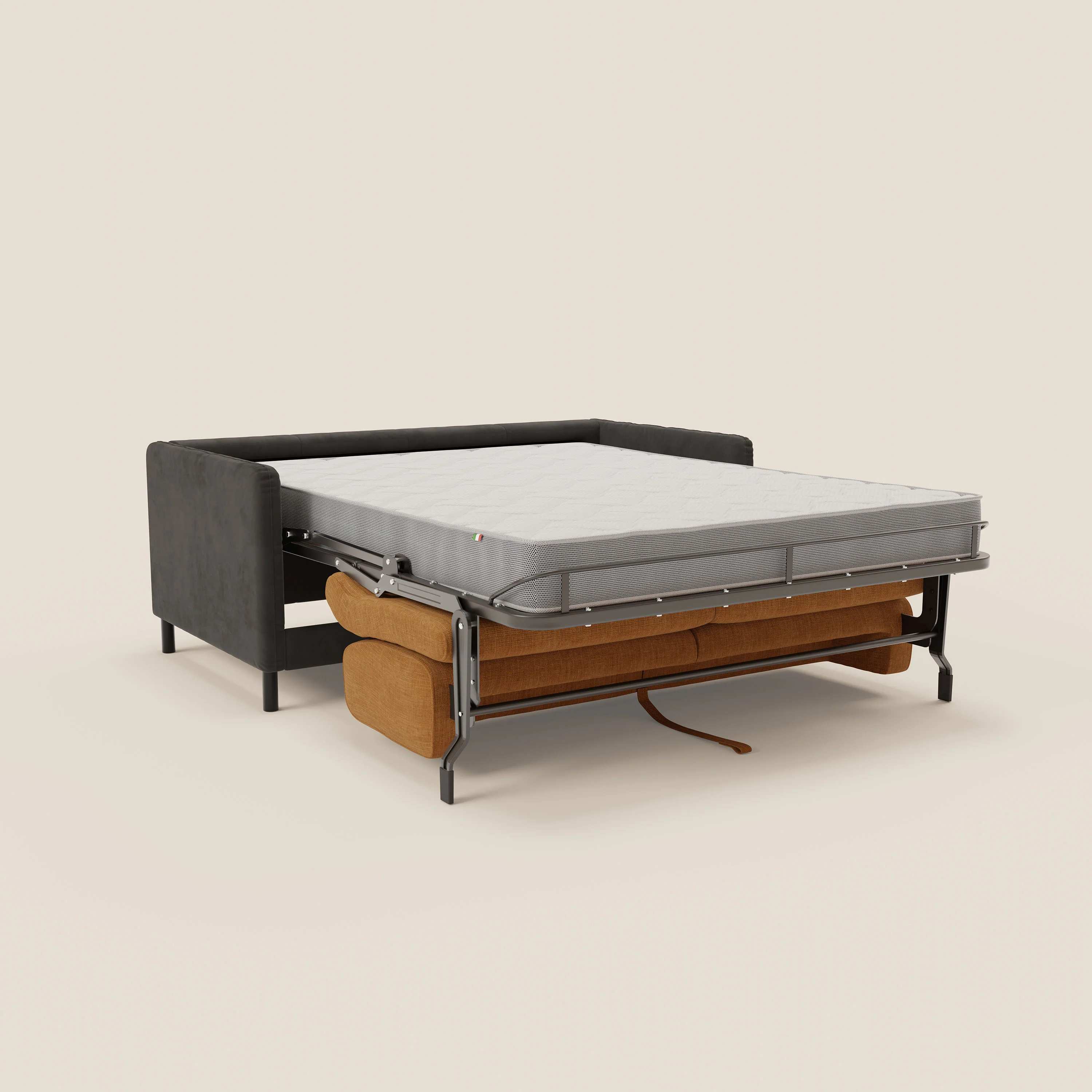 Narciso canapé convertible design avec matelas H18 cm, bicolor, structure en microfibre antitache et revêtement en élégant tissu imperméable T06 noir - ocre - Image 11